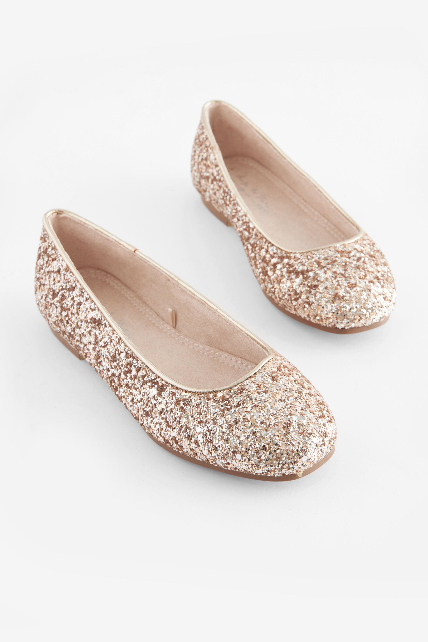 Buy Rose Gold Glitter Square Toe Occasion Ballet Shoes from Next Ireland