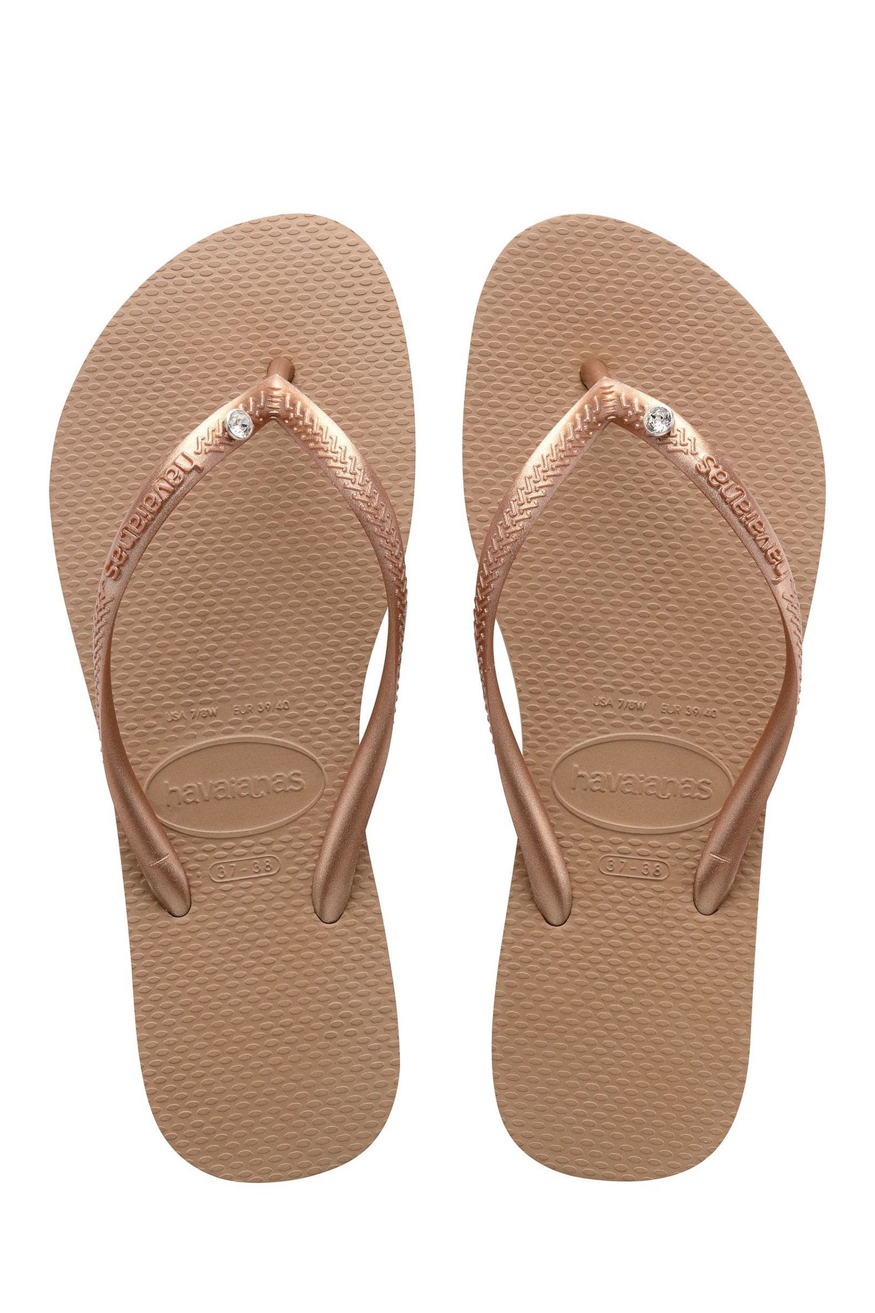 Havaianas slim swarovski crystal flip flops in rose gold store