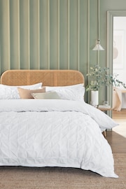 White Textured Pleats Duvet Cover And Pillowcase Set - Image 1 of 4