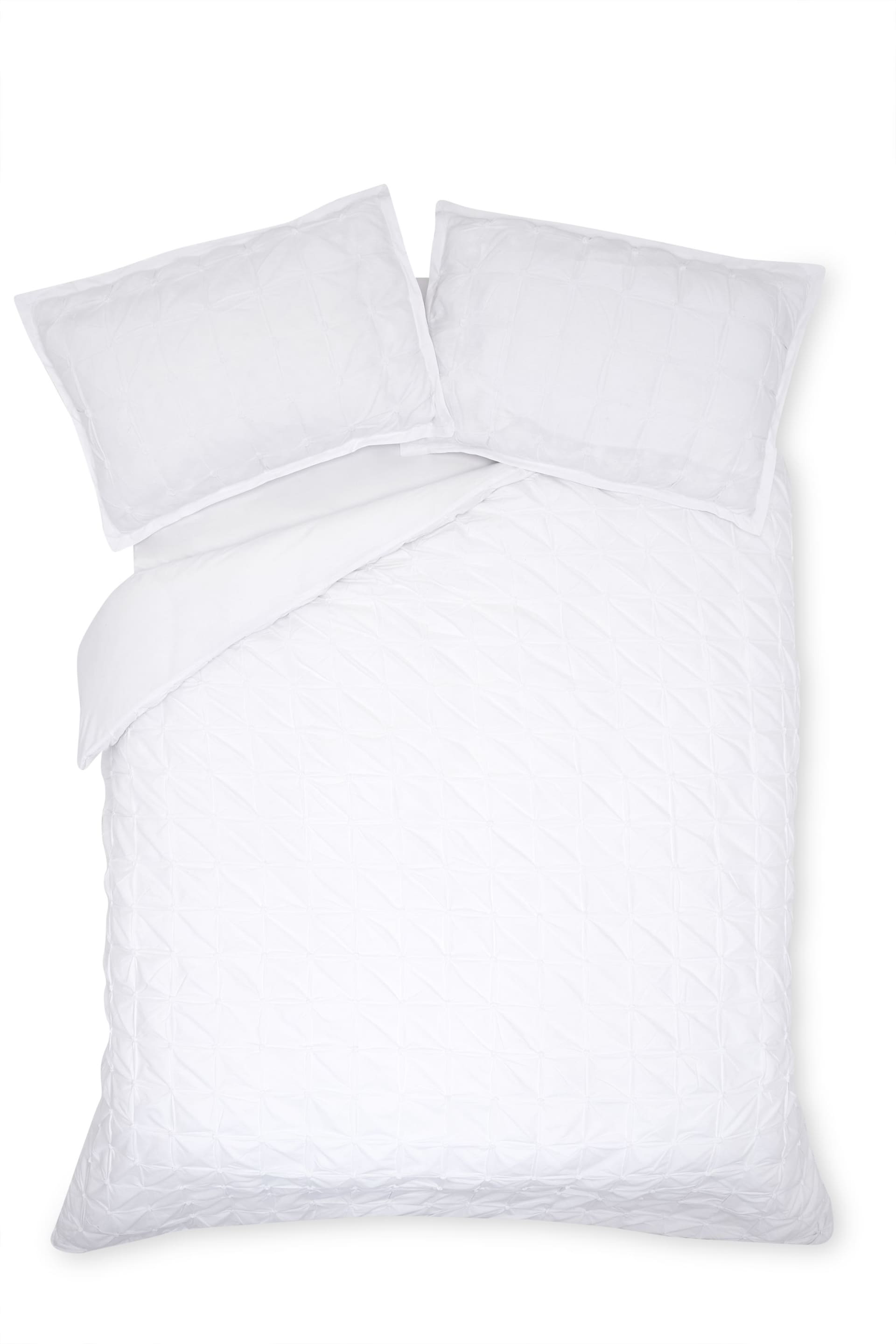 White Textured Pleats Duvet Cover And Pillowcase Set - Image 4 of 4