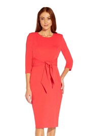 Adrianna Papell Red Knit Crepe Tie Waist Sheath Dress - Image 1 of 6