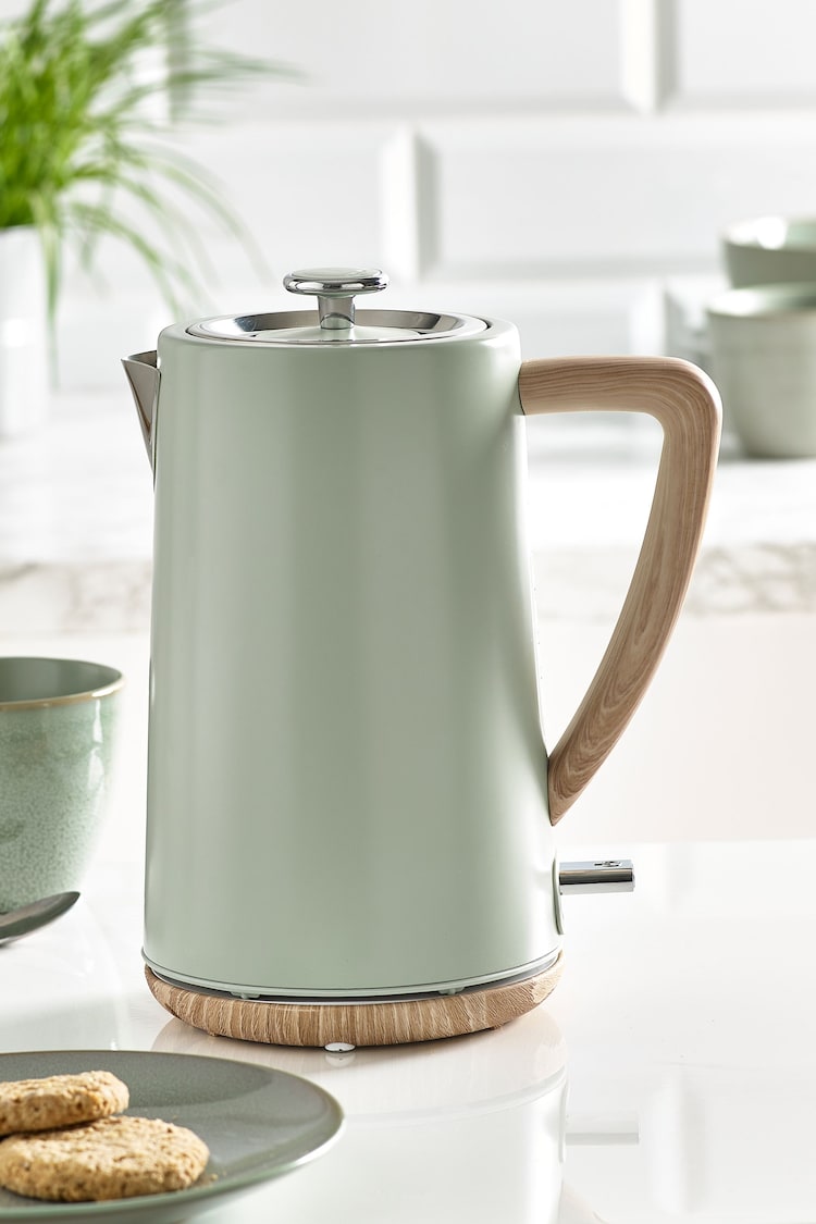 Sage Green Bronx Wood Effect Kettle - Image 1 of 6