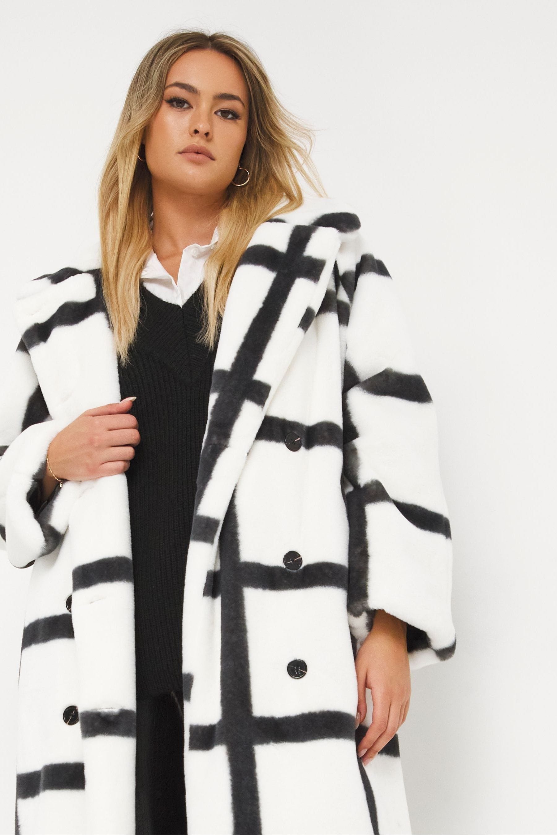White longline fur coat on sale