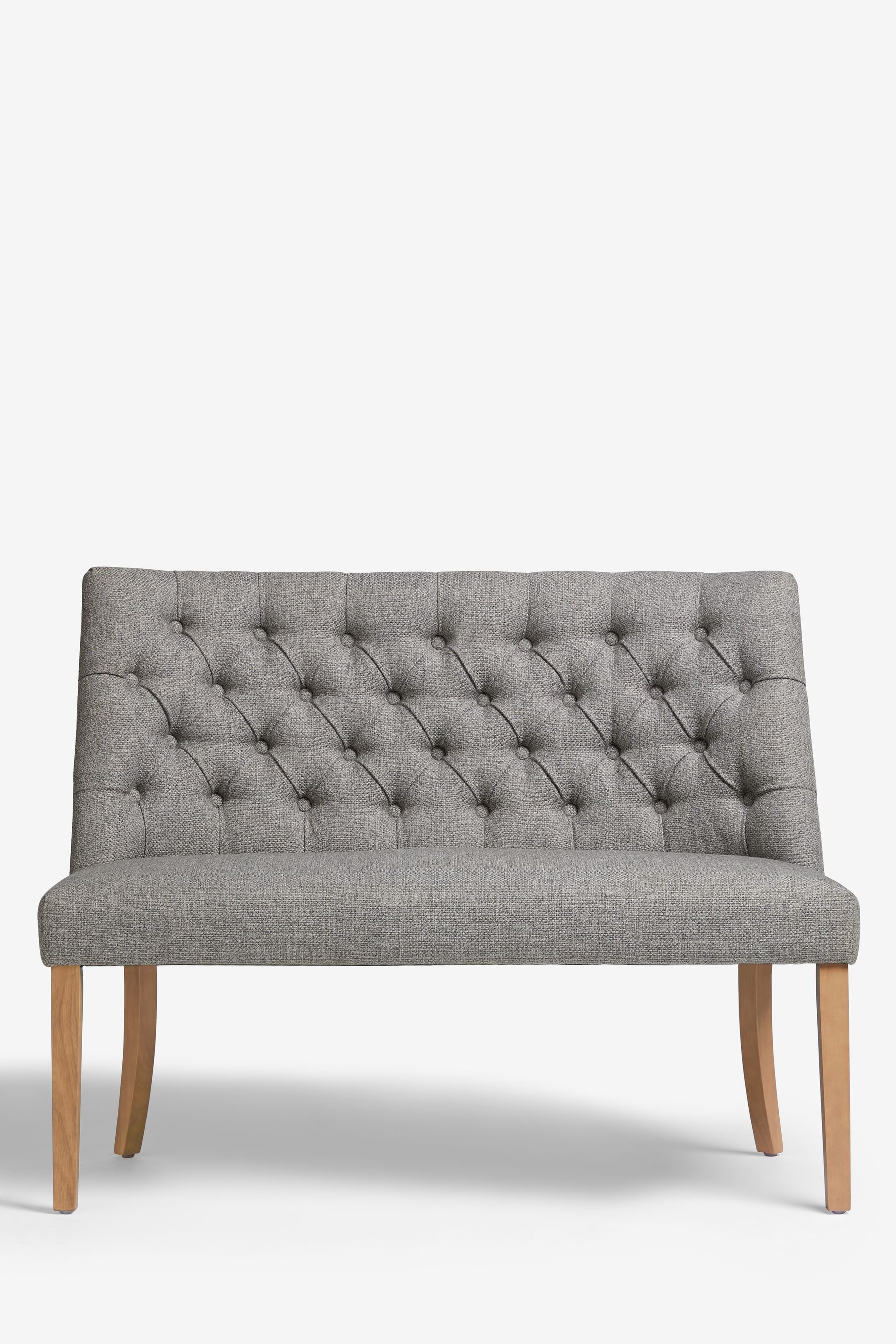 Buy Chunky Weave Mid Grey Wolton Collection Luxe High Back Button Dining Bench from the Next UK online shop