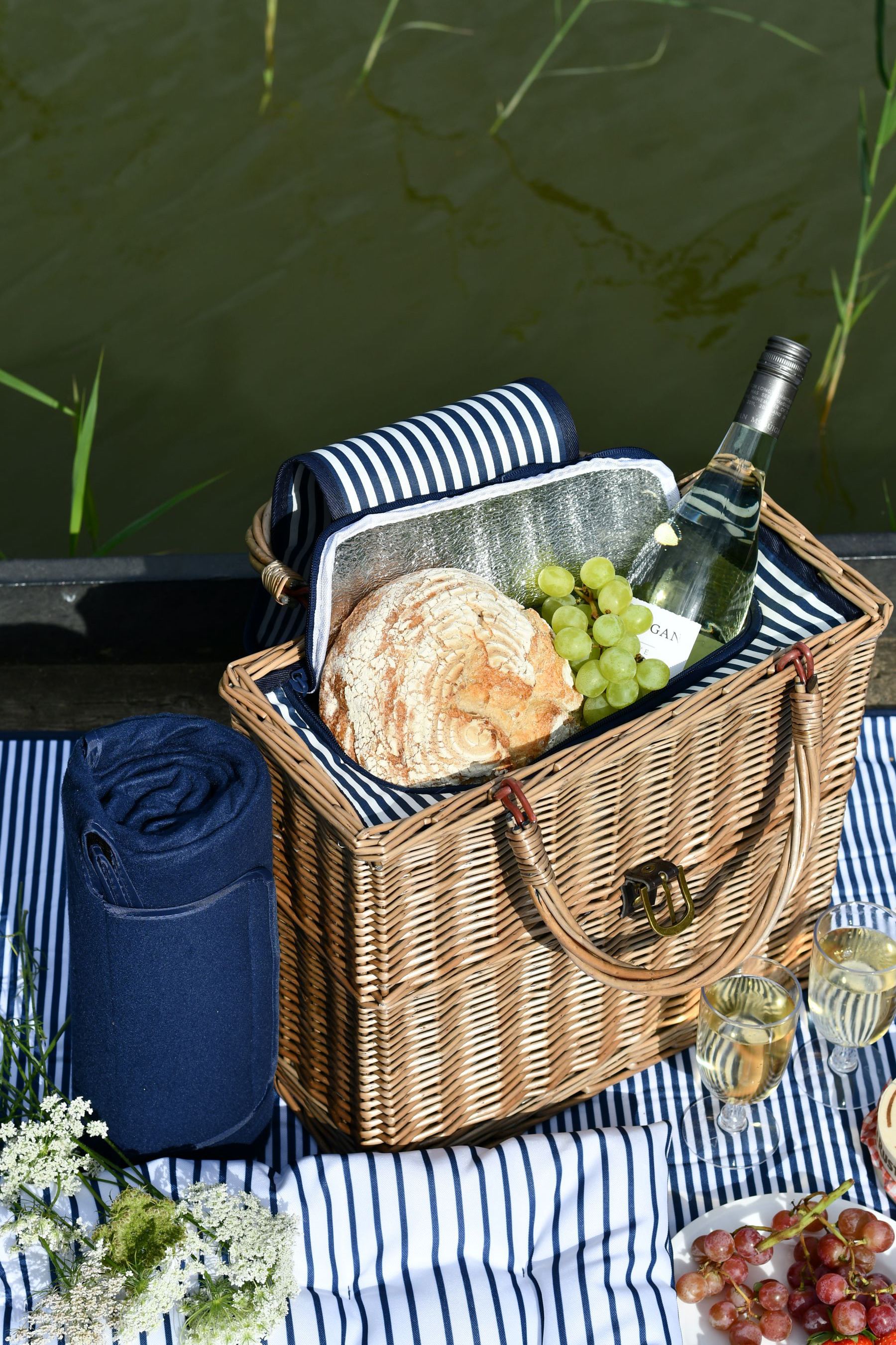 Buy Navigate Blue Picnic Basket With Rug from Next Luxembourg