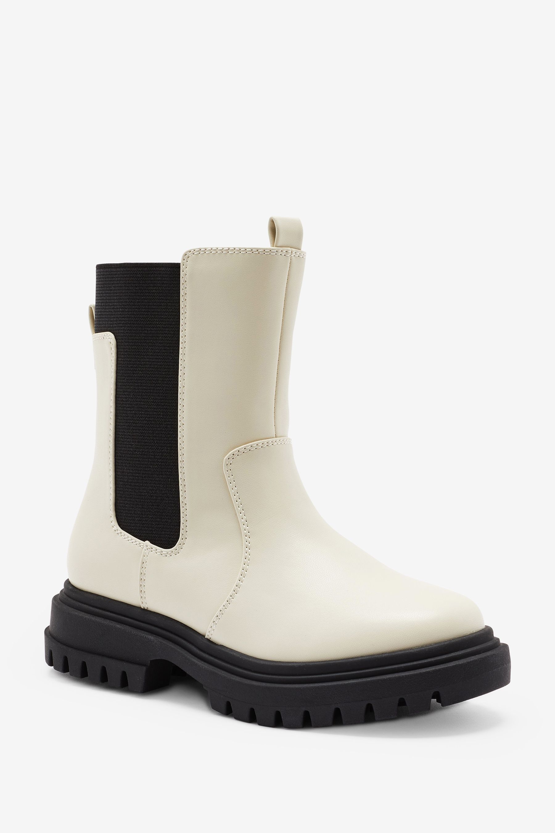 Buy Mint Velvet Ecru White Chunky Biker Boots from Next Luxembourg