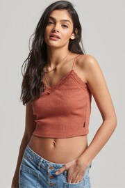 Superdry Orange Relaxed Stripe Cami Top - Image 1 of 4