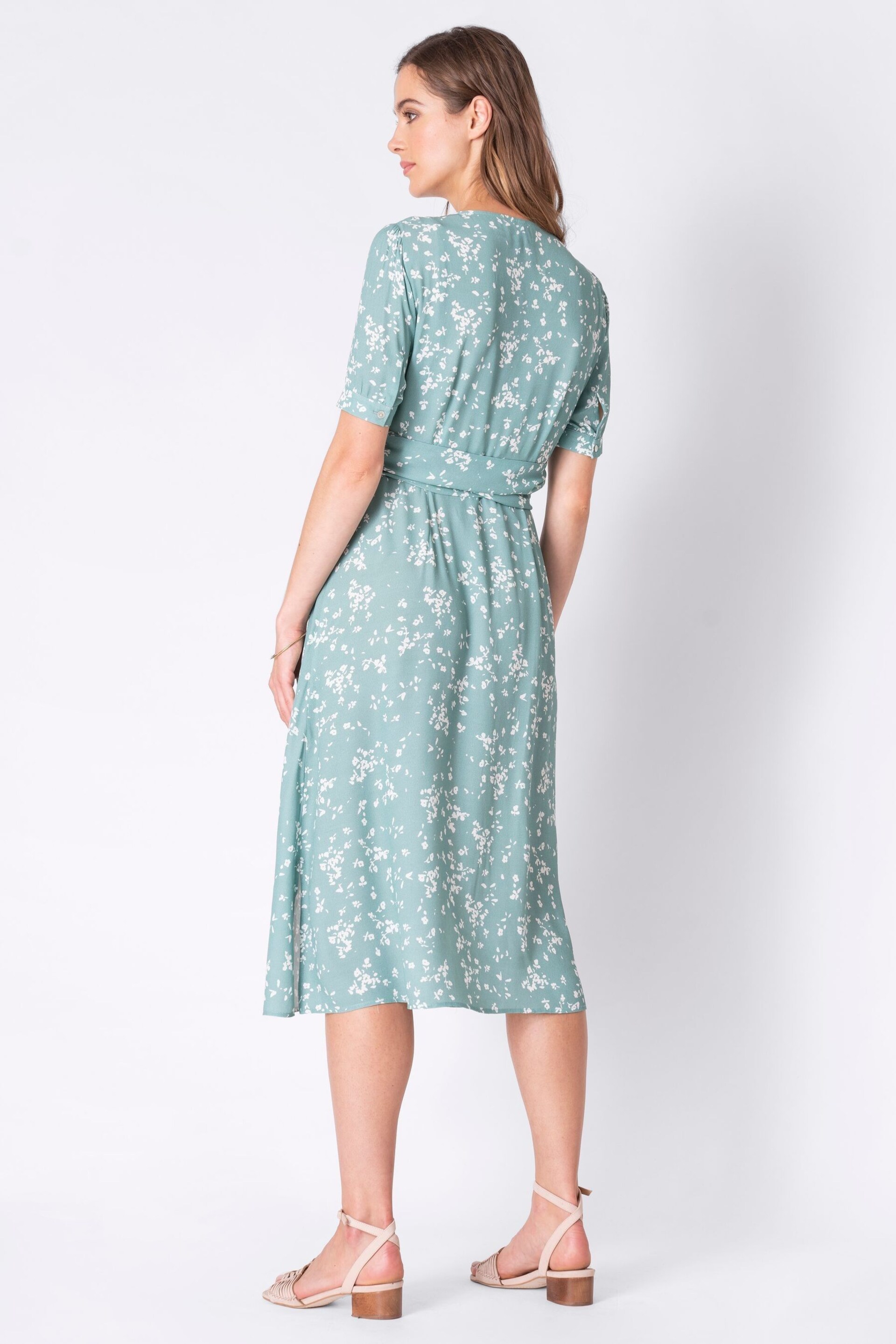 Seraphine Sage Green Floral Maternity And Nursing Midi Dress - Image 3 of 5