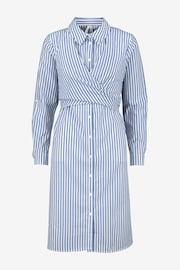 Seraphine Blue Stripe Cotton And Lyocell Maternity And Nursing Shirt Dress - Image 6 of 6