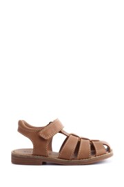 Start Rite Tan Brown Pier Leather Classic Riptape Sandals Standard Width Fitting - Image 1 of 6