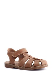 Start Rite Tan Brown Pier Leather Classic Riptape Sandals Standard Width Fitting - Image 3 of 6