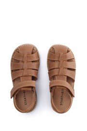 Start Rite Tan Brown Pier Leather Classic Riptape Sandals Standard Width Fitting - Image 5 of 6