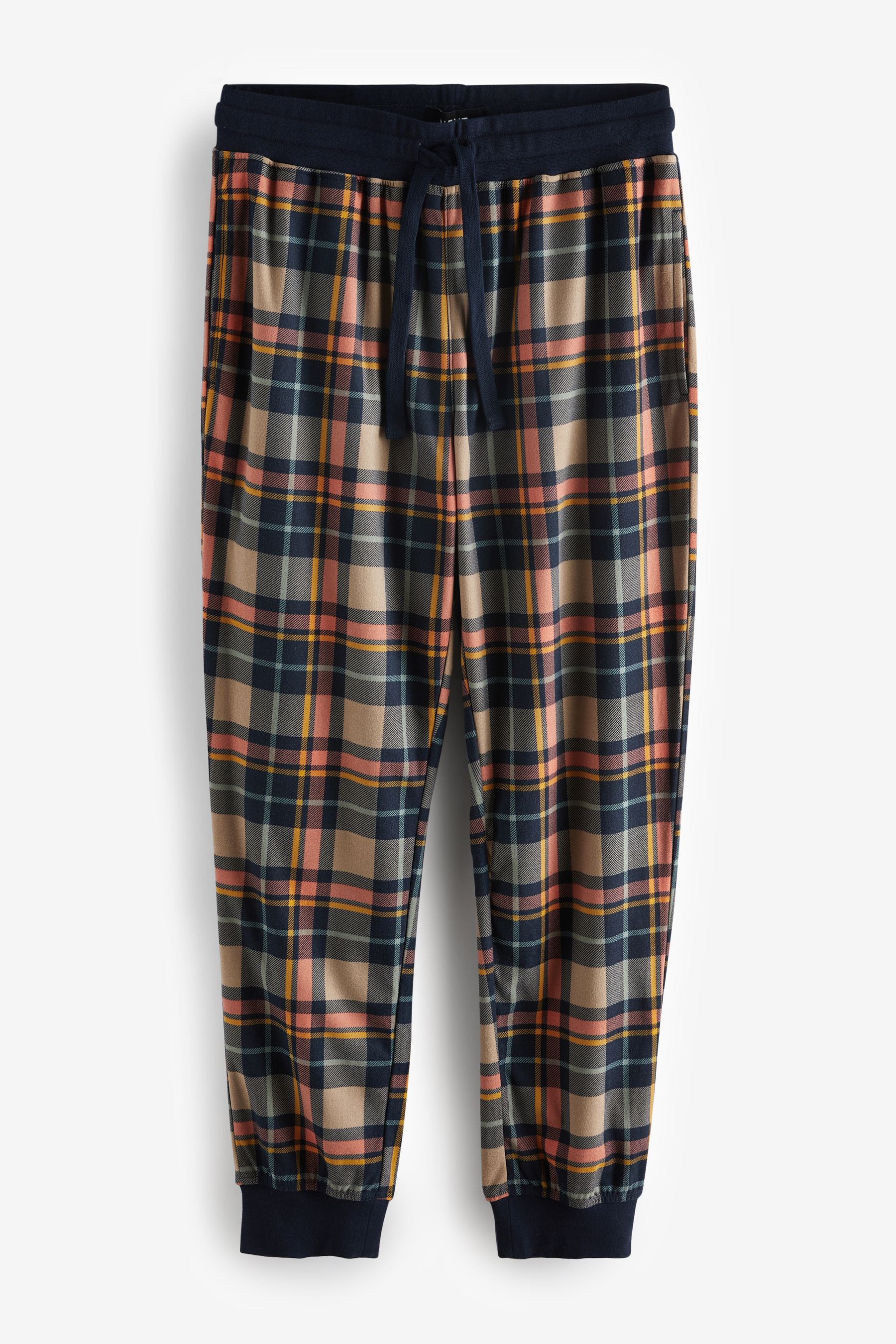Buy Navy Blue Neutral Check Motion Flex Cosy Cuffed Pyjama Bottoms from Next Qatar