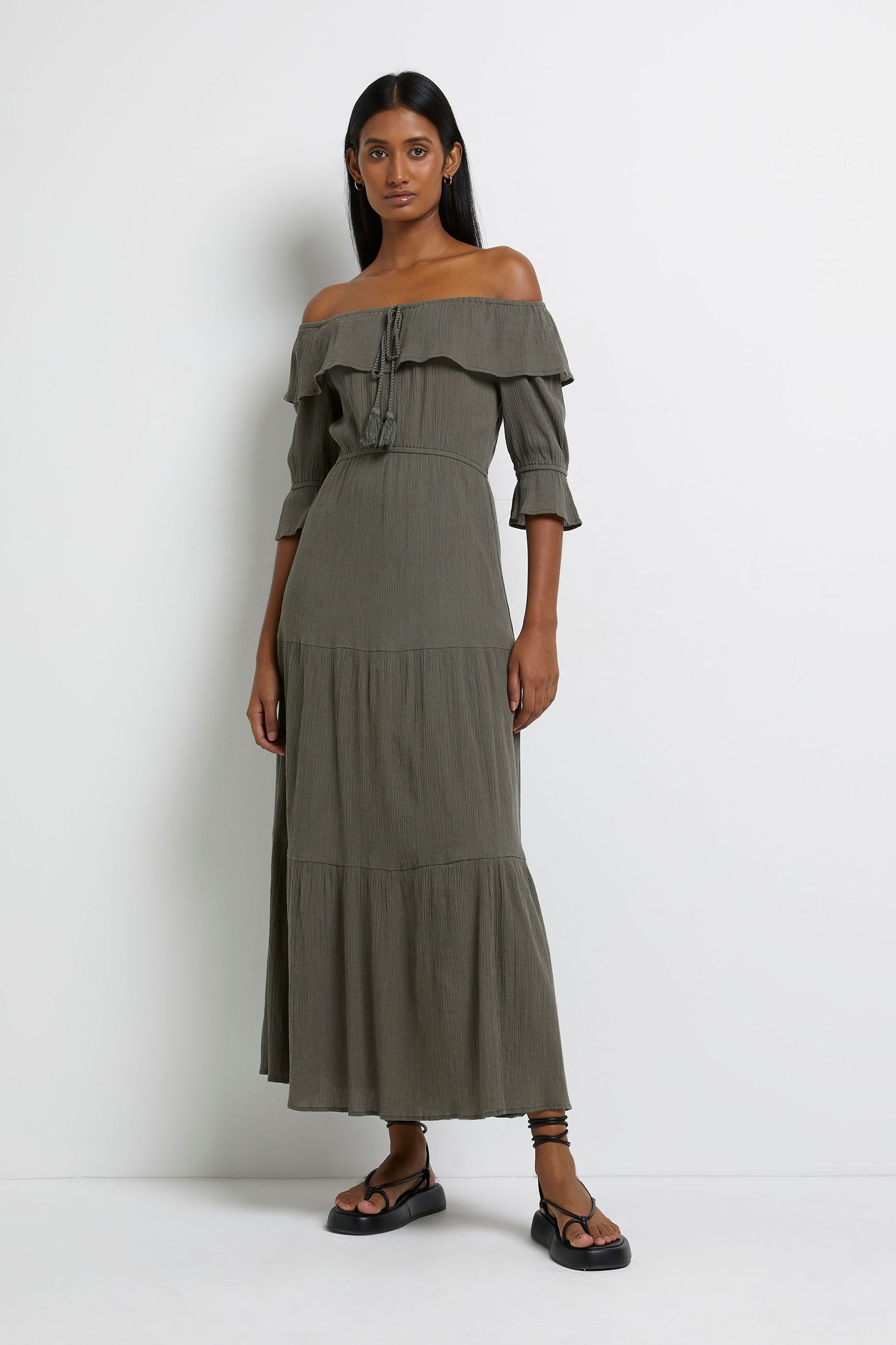 River island bardot maxi dress clearance