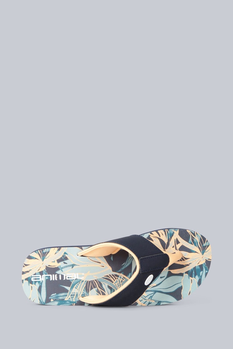 Animal Blue Acid Wash Womens Fiery Swish Flip Flops - Image 2 of 4