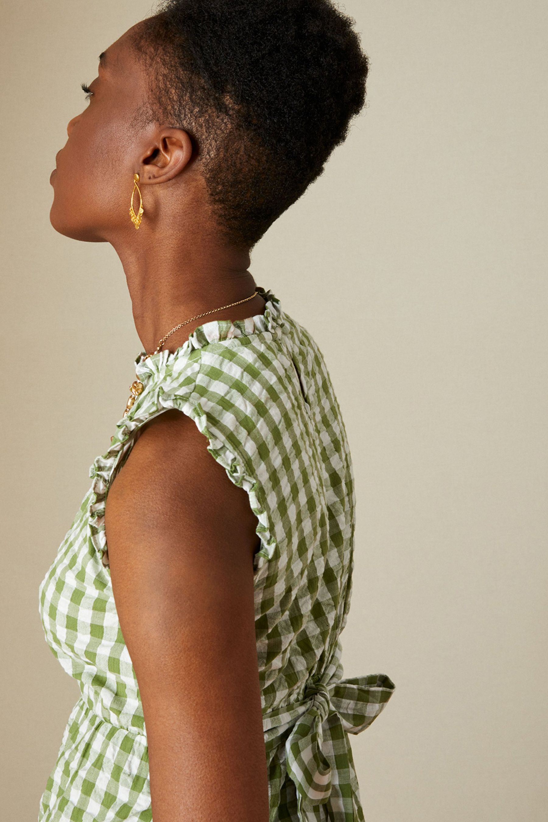 Buy Monsoon Green Gingham Print Tiered Dress from Next Slovakia
