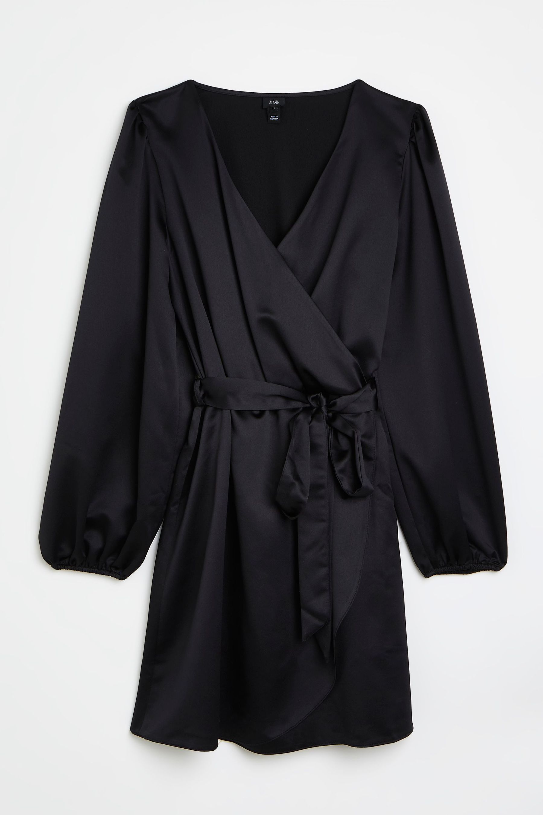 Buy River Island Black Satin Wrap Mini Dress from Next Luxembourg