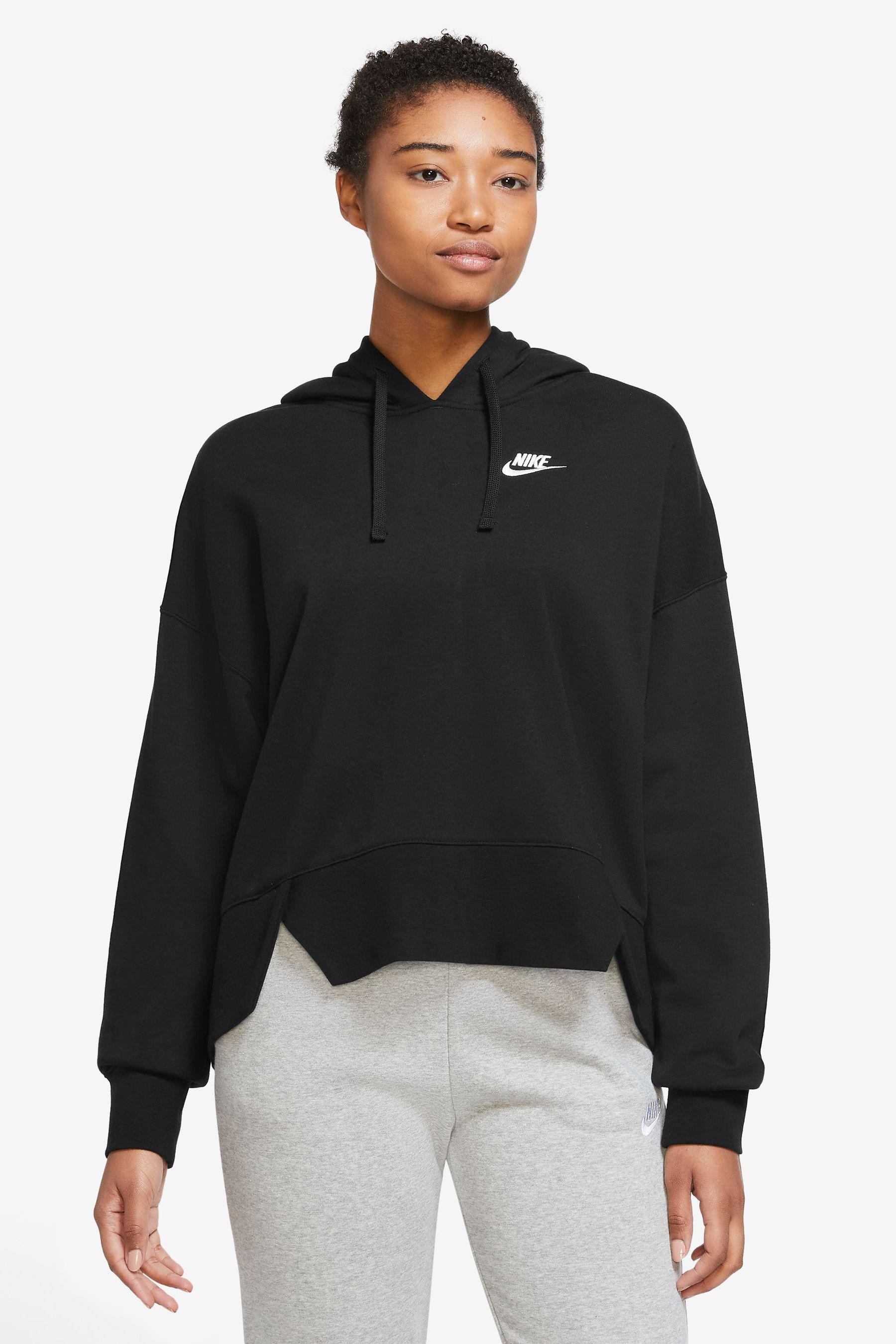 Buy Nike Black Club Fleece Longline Hoodie from Next Ireland