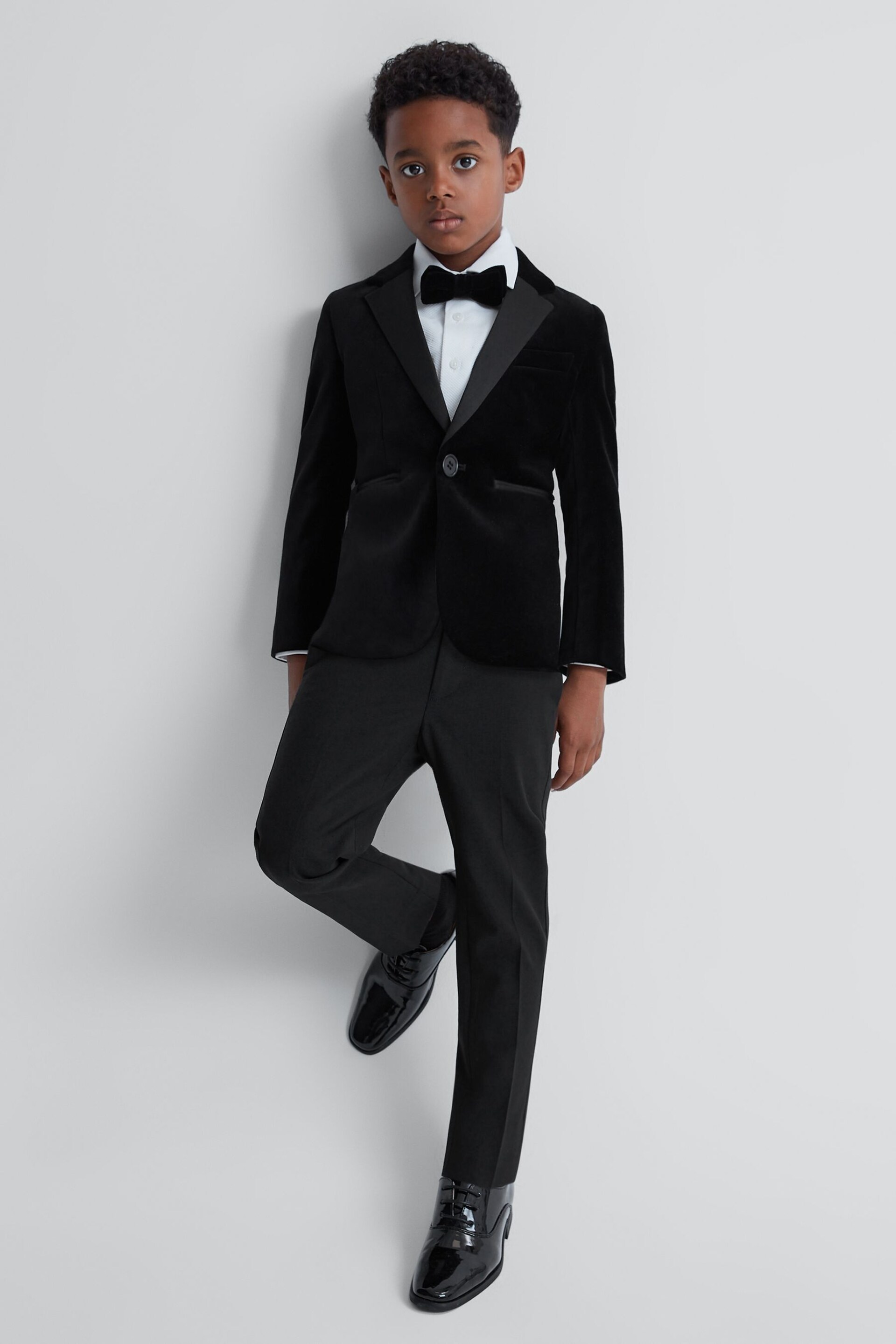 Reiss Black Knightsbridge Junior Tuxedo Trousers - Image 1 of 6