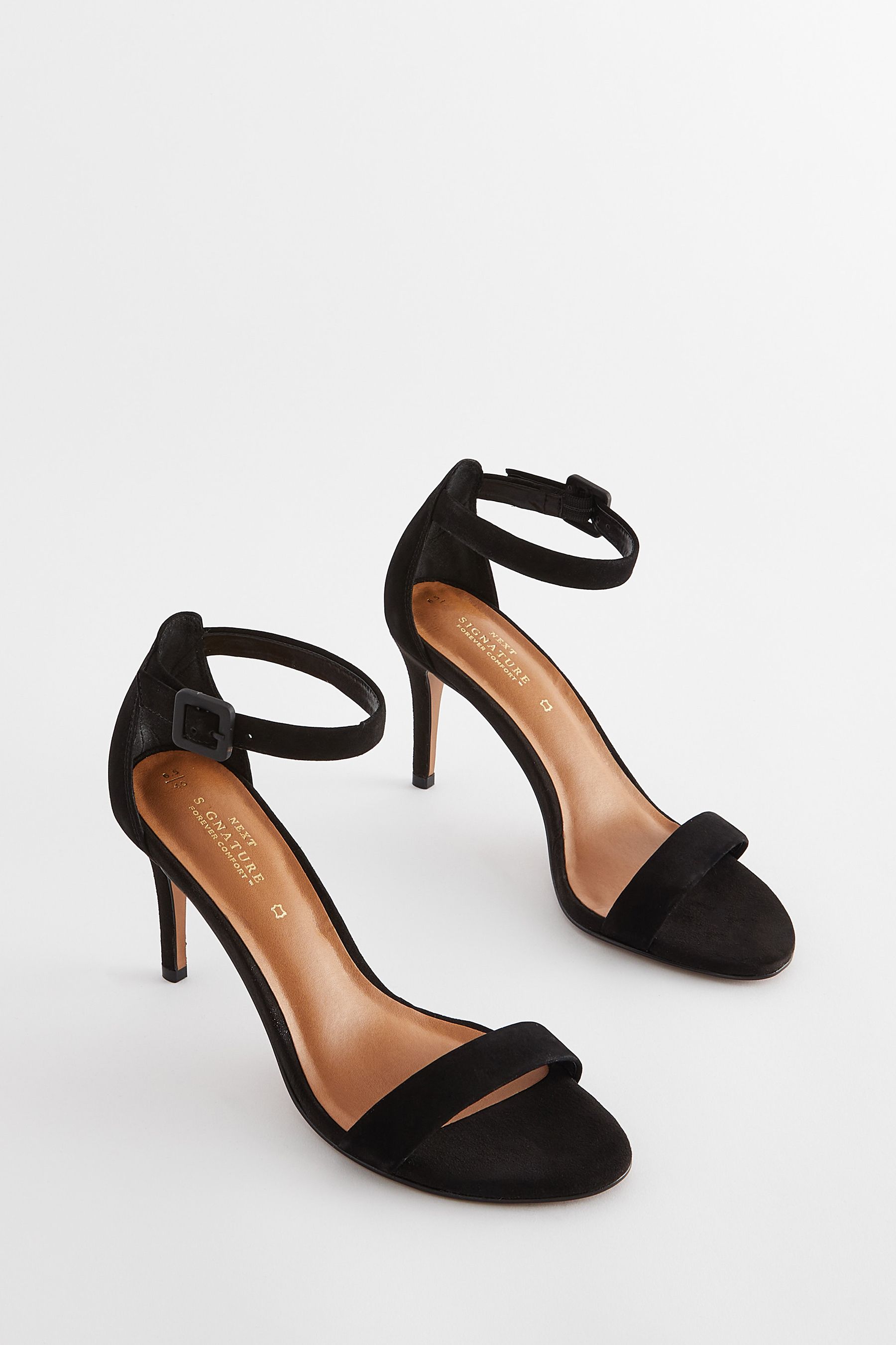 Buy Black Signature Leather Mid Heel Sandals from Next Canada
