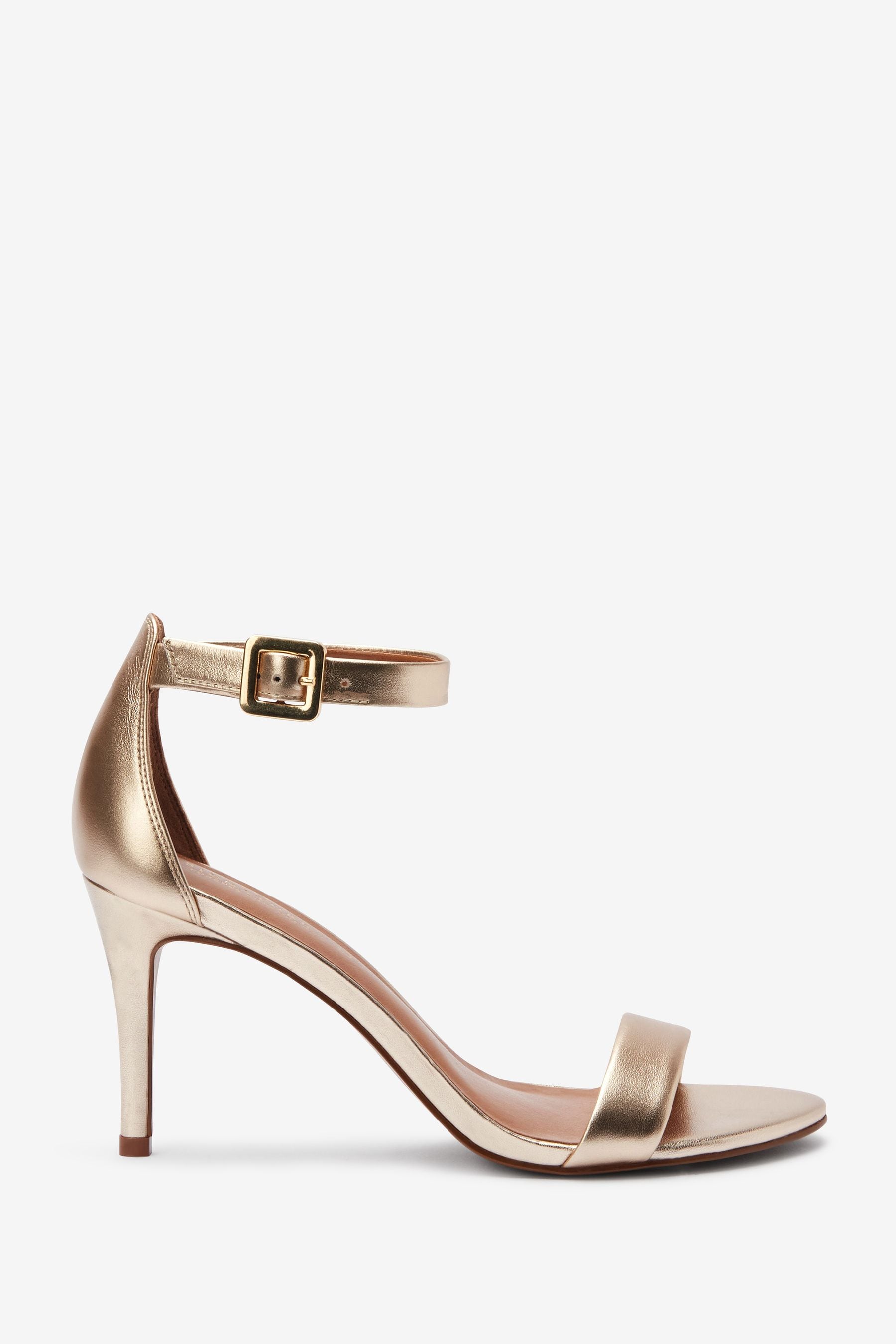 Buy Gold Signature Leather Mid Heel Sandals from Next Luxembourg