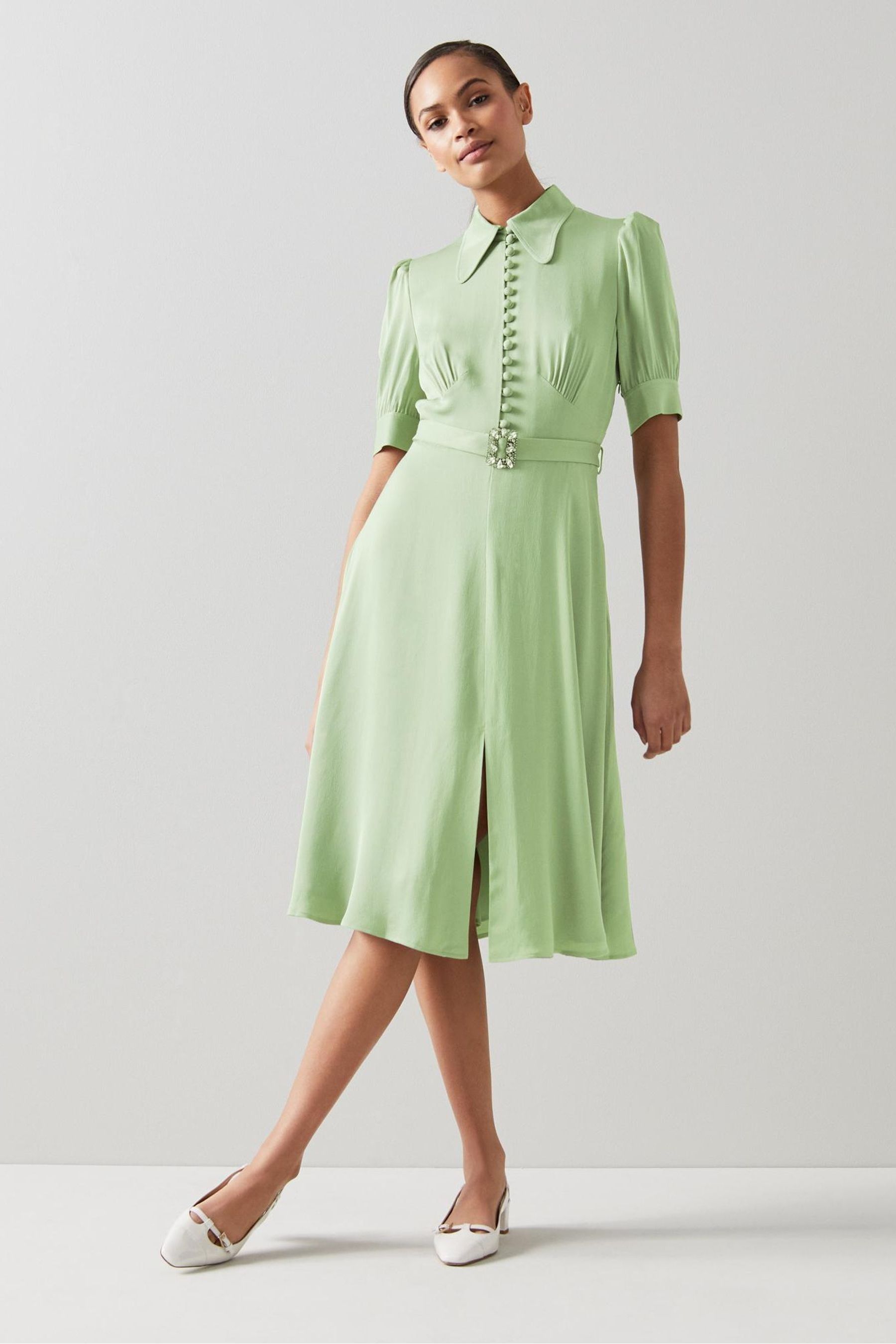 Buy LK Bennett x Royal Ascot Amor Satin Crepe Crystal Belt Dress from Next Germany