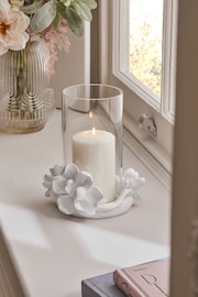 White Magnolia Flower Hurricane Candle Holder - Image 1 of 4