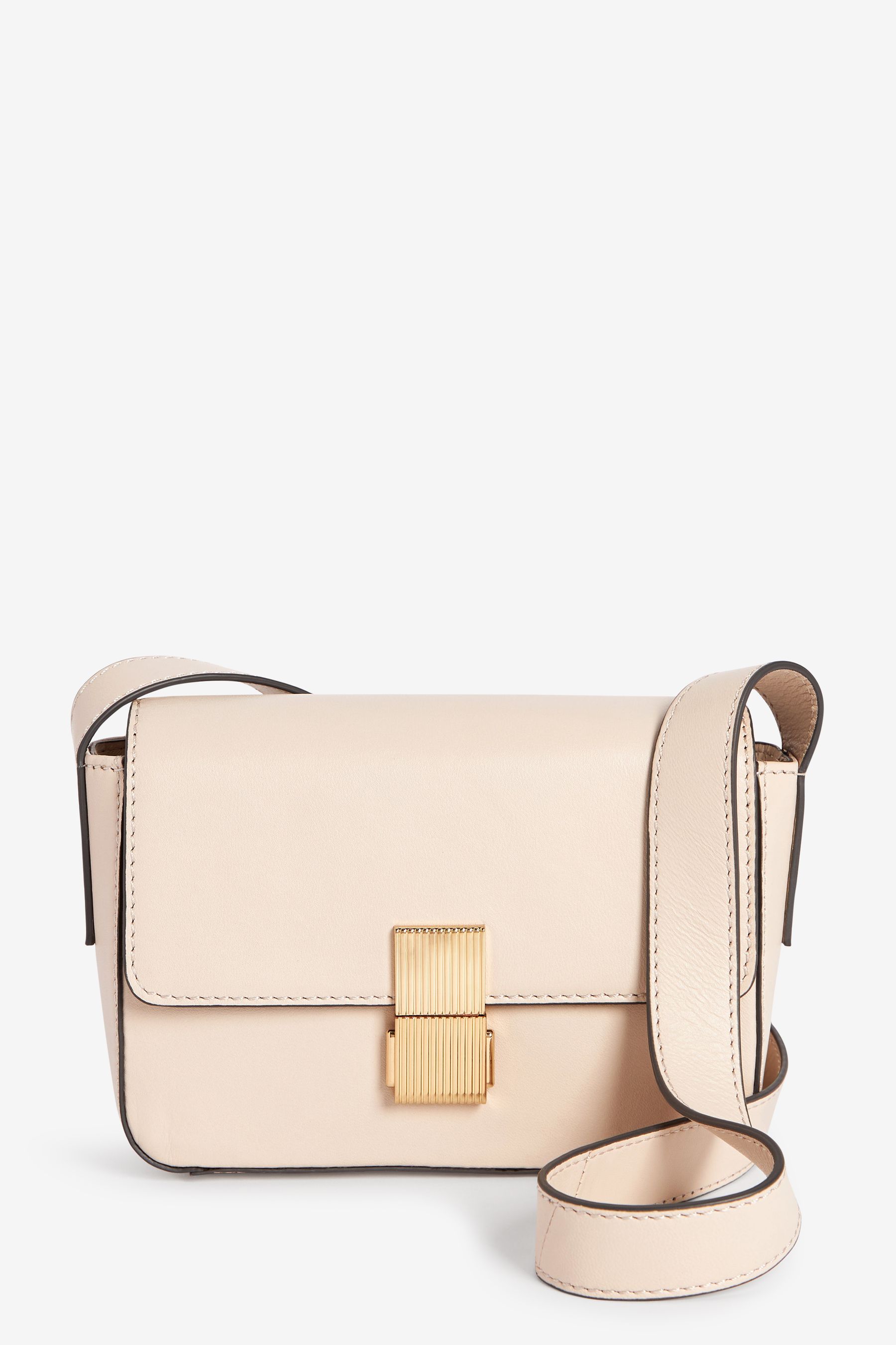 Buy Bone Cream Small Leather Lock Cross Body Bag from Next Luxembourg