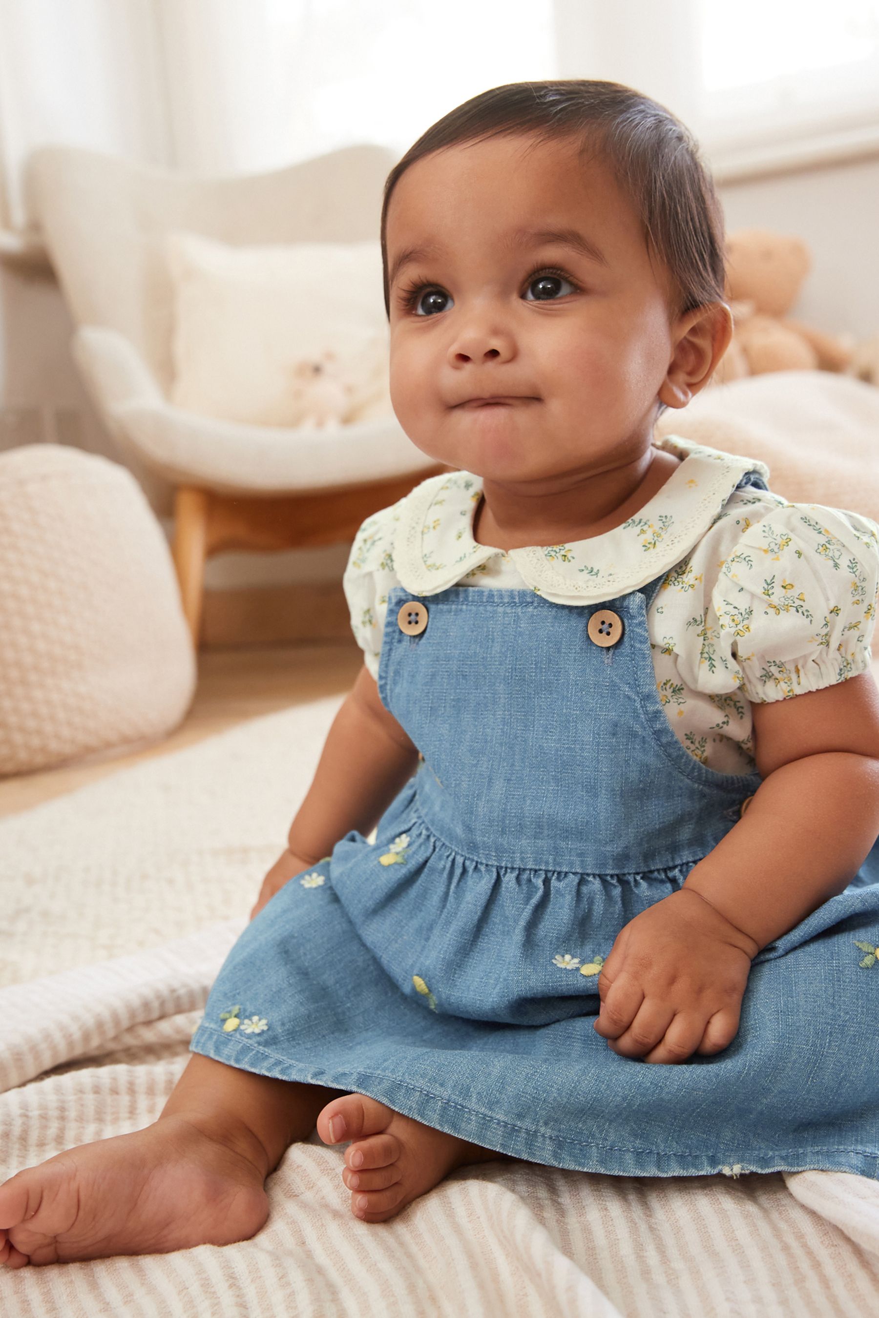 Baby denim pinafore cheap
