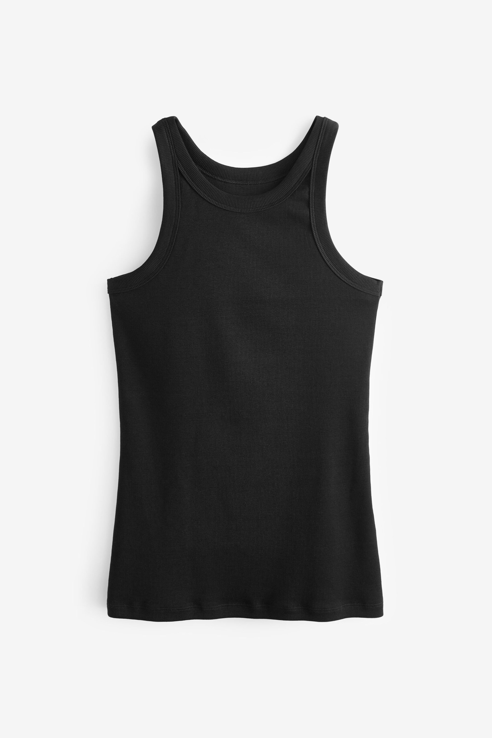 Black/White High Neck Ribbed Racer Vest Tops 2 Pack - Image 7 of 7