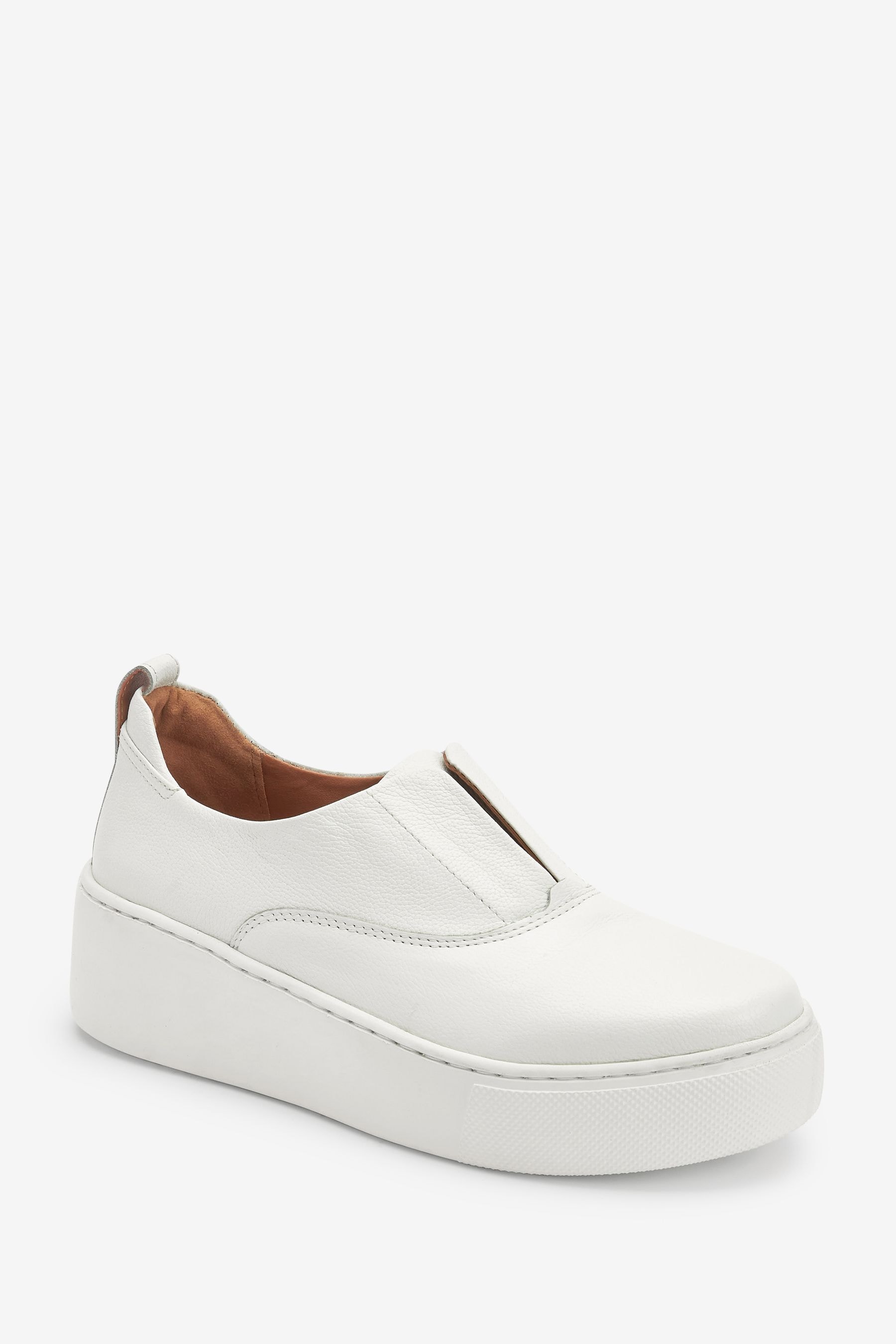 Buy White Slip On Signature Forever Comfort Leather Suede Chunky Wedge Platform Trainers from the Next UK online shop