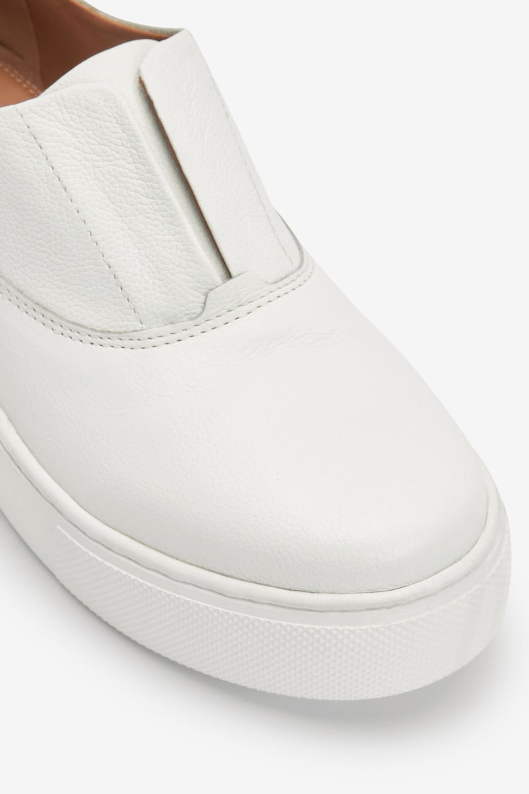 White Slip On Signature Forever Comfort® Leather Chunky Wedge Platform Trainers - Image 8 of 8