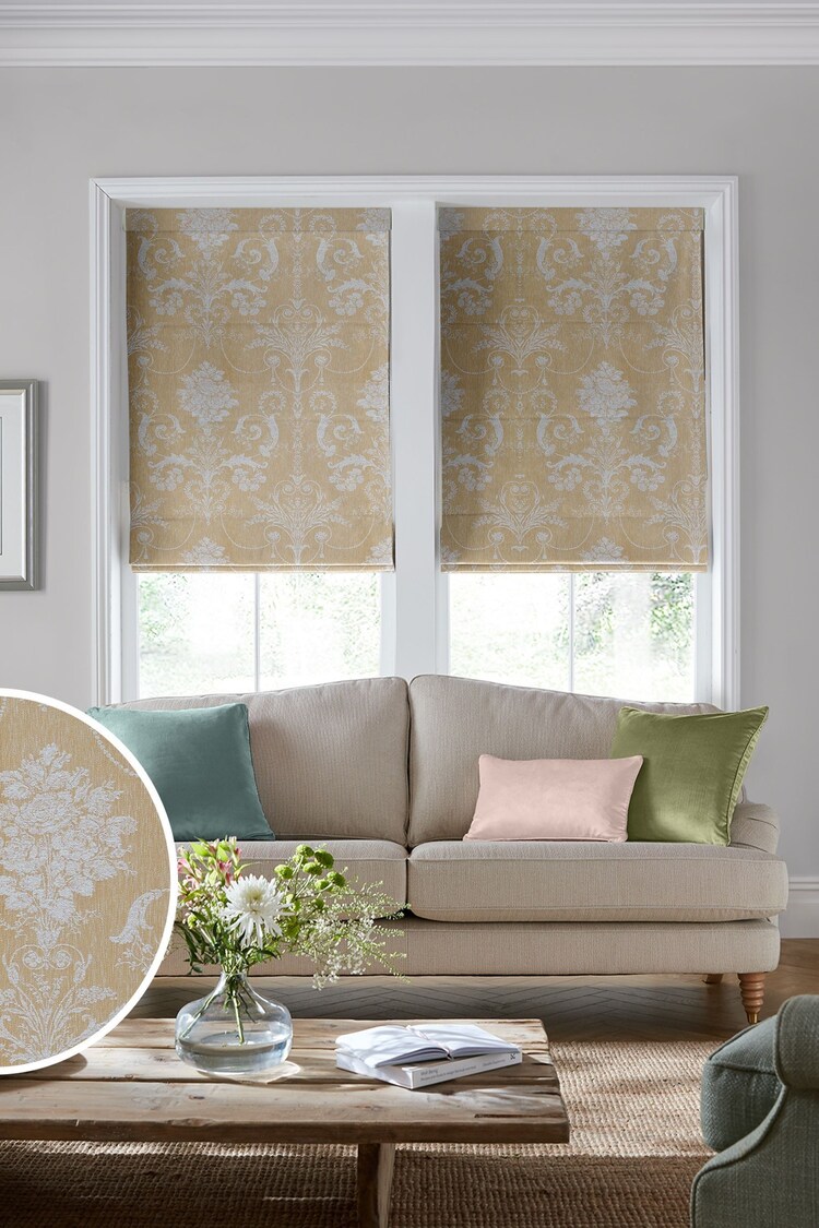 Laura Ashley Gold Josette Woven Made To Measure Roman Blind - Image 1 of 6