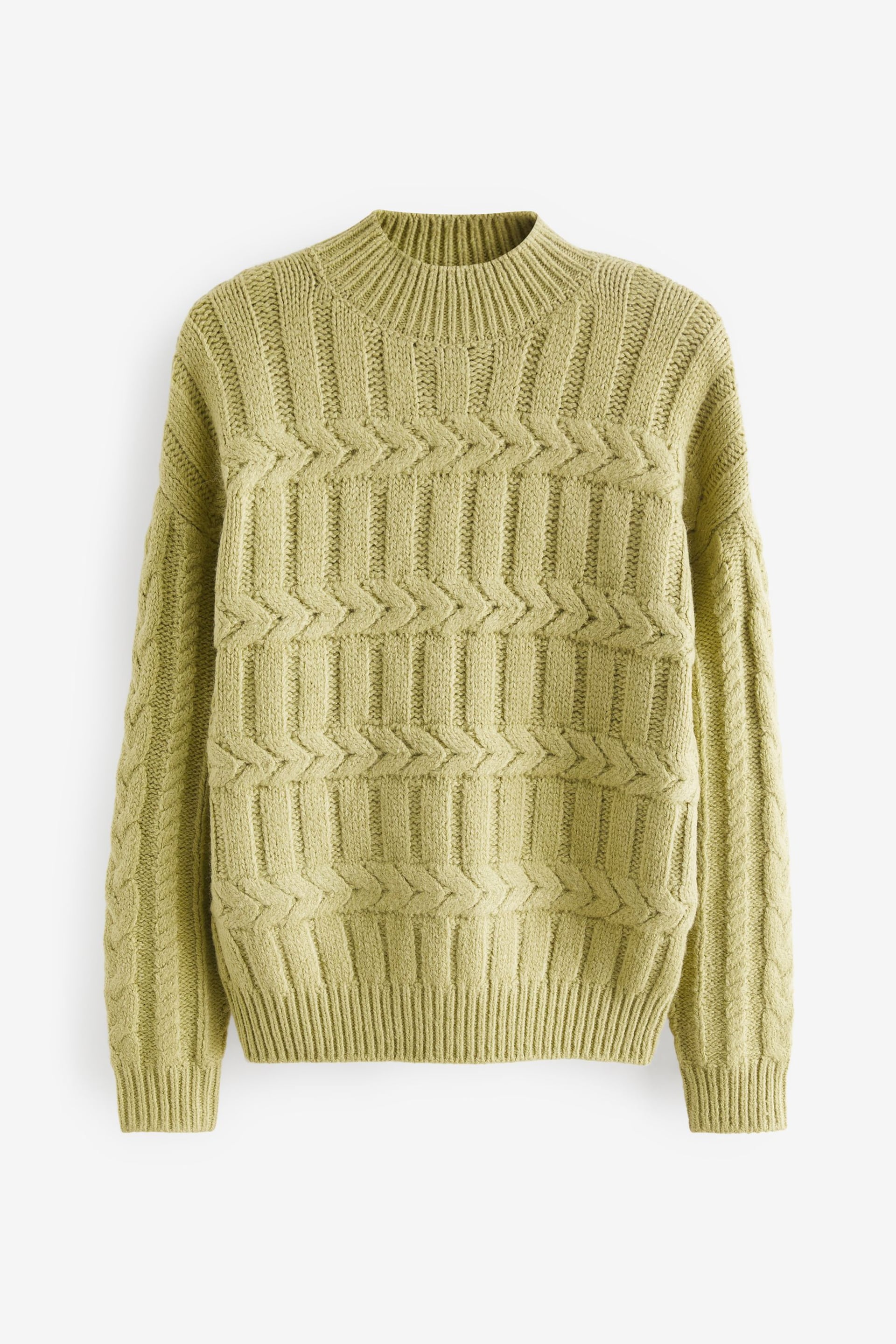 Green Cable Detail High Neck Jumper - Image 5 of 6