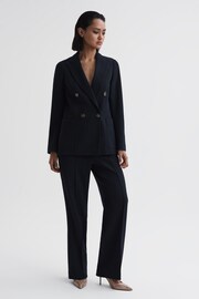 Reiss Navy Iria Double Breasted Wool Blend Suit Blazer - Image 4 of 5