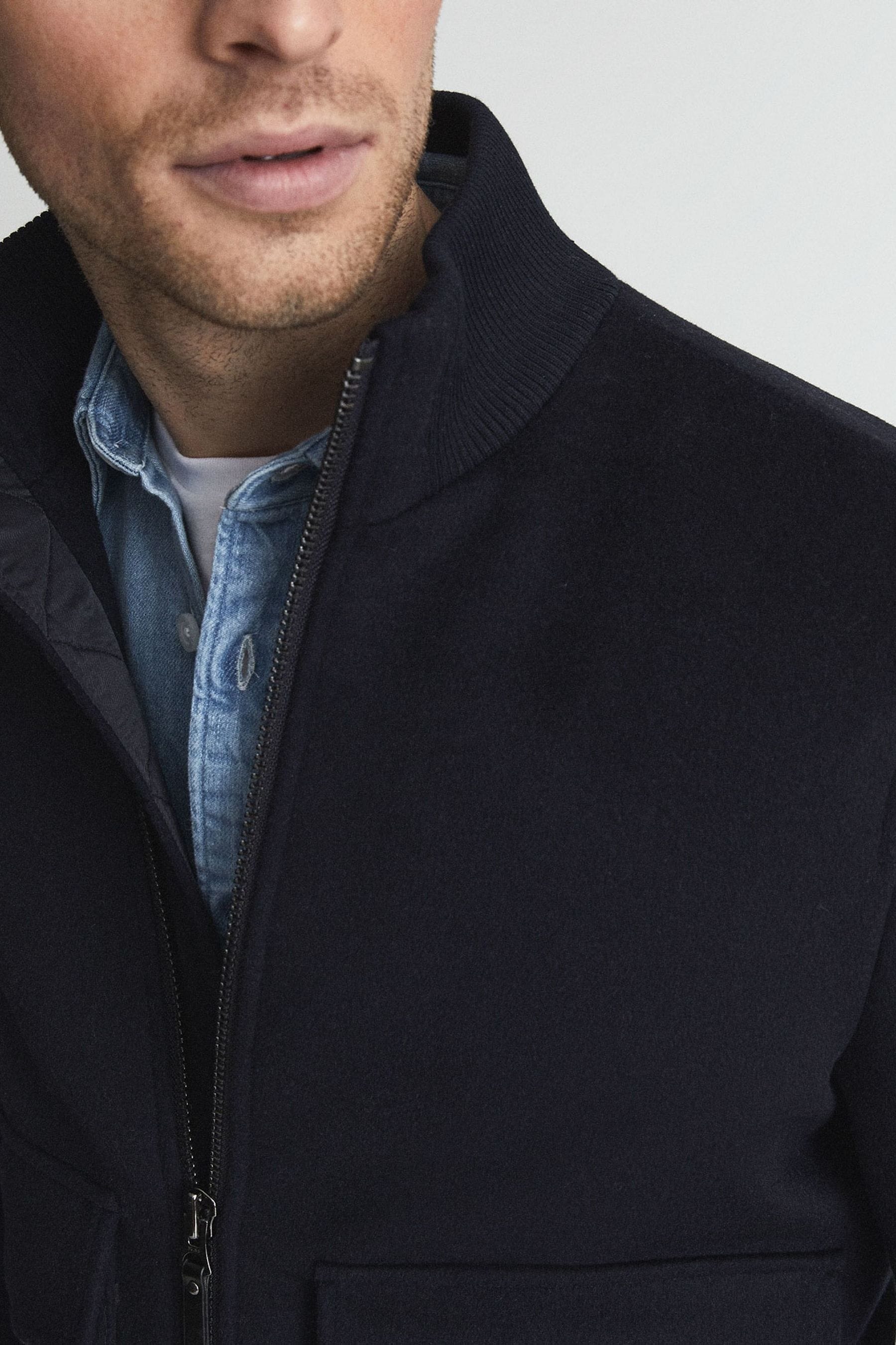 Buy Reiss Navy Dunstan Wool Blend Blouson Jacket from the Next UK online shop
