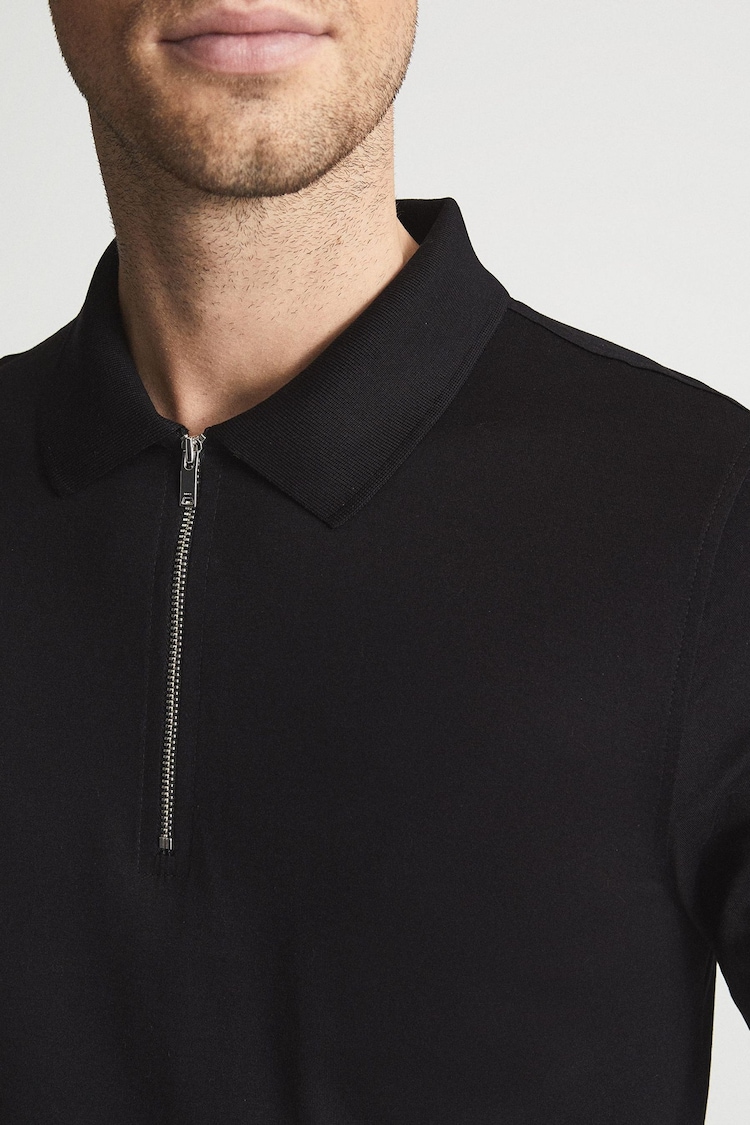 Reiss Black Ashdown Golf Half Zip Polo Shirt - Image 6 of 6