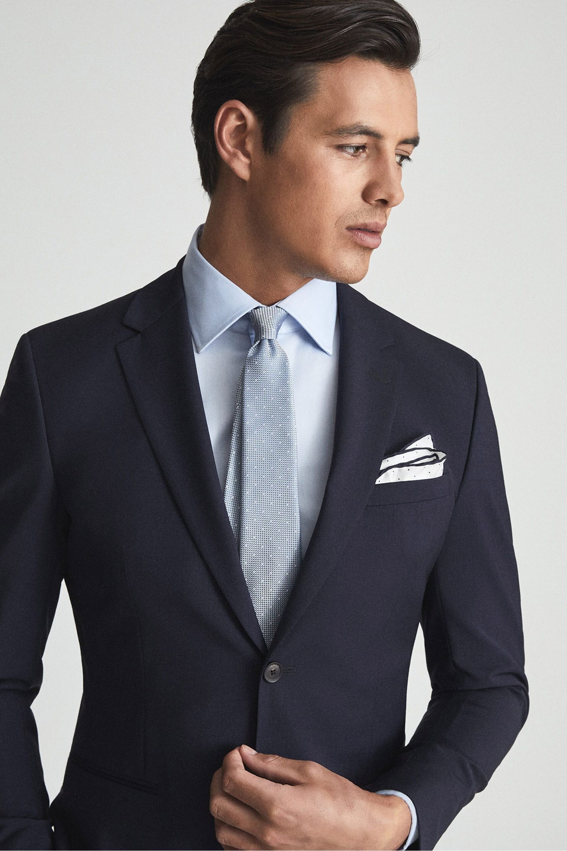 Reiss Airforce Blue Liam Polka Dot Tie - Image 2 of 4