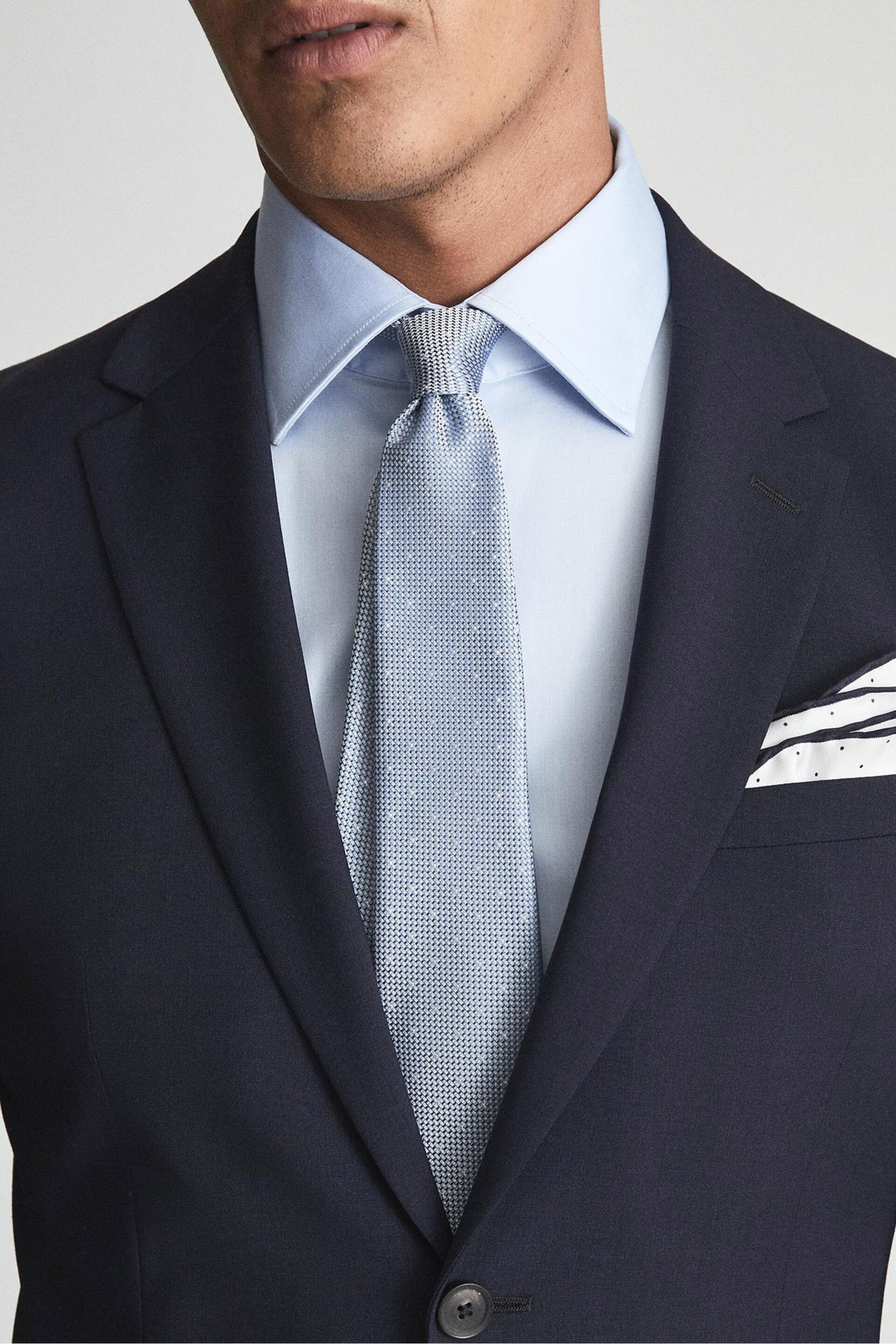 Reiss Airforce Blue Liam Polka Dot Tie - Image 4 of 4