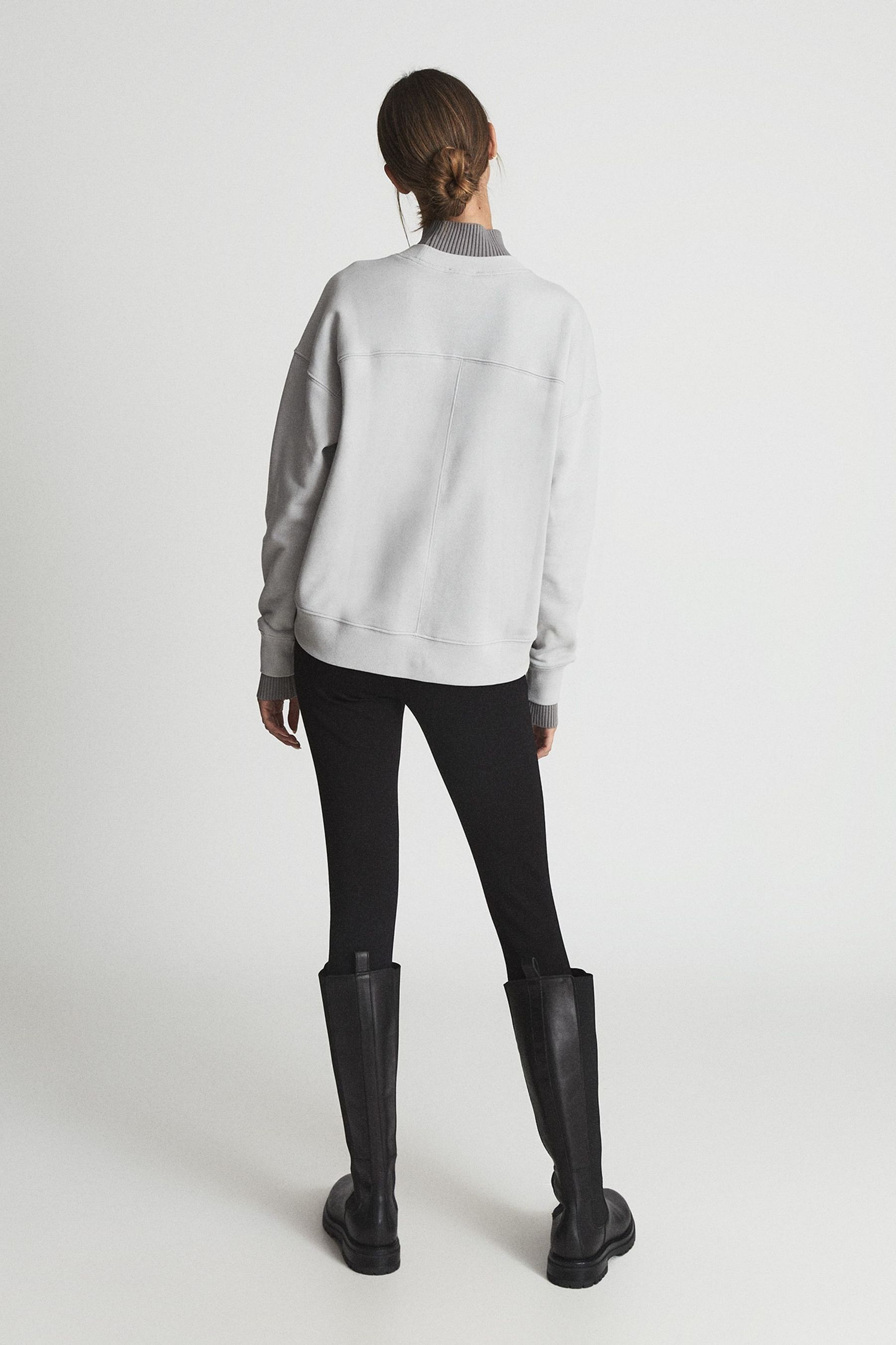 Buy Reiss Grey Regan Rib Trim Cotton Jersey Sweatshirt from the Next UK online shop