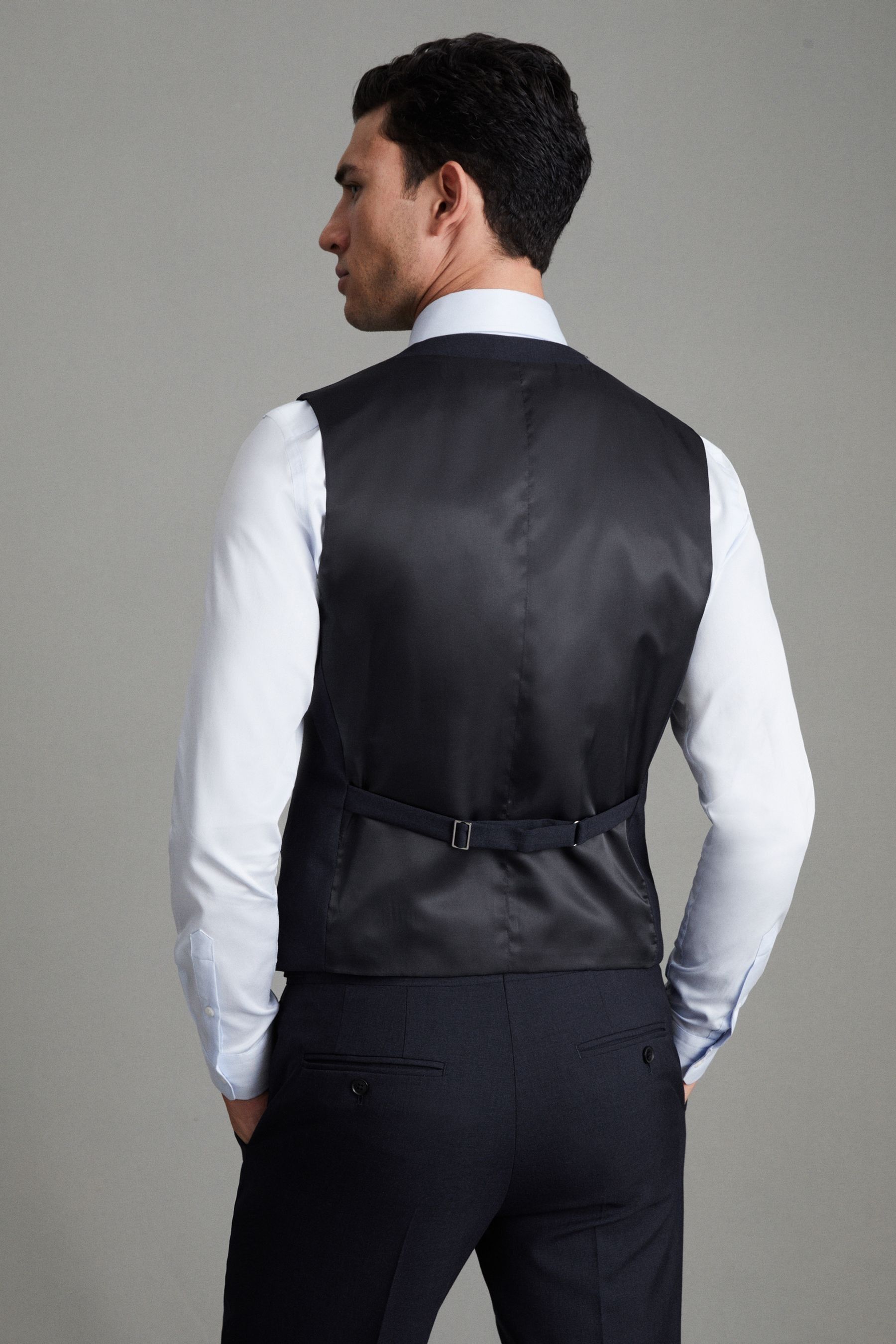 Buy Reiss Navy Bold Horse Shoe Slim Fit Wool Waistcoat from the Next UK online shop