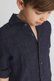 Reiss Navy Ruban Long Sleeve Linen Shirt - Image 1 of 4