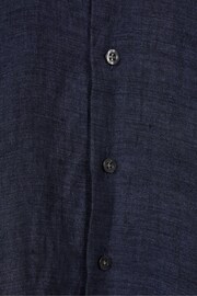 Reiss Navy Ruban Long Sleeve Linen Shirt - Image 4 of 4