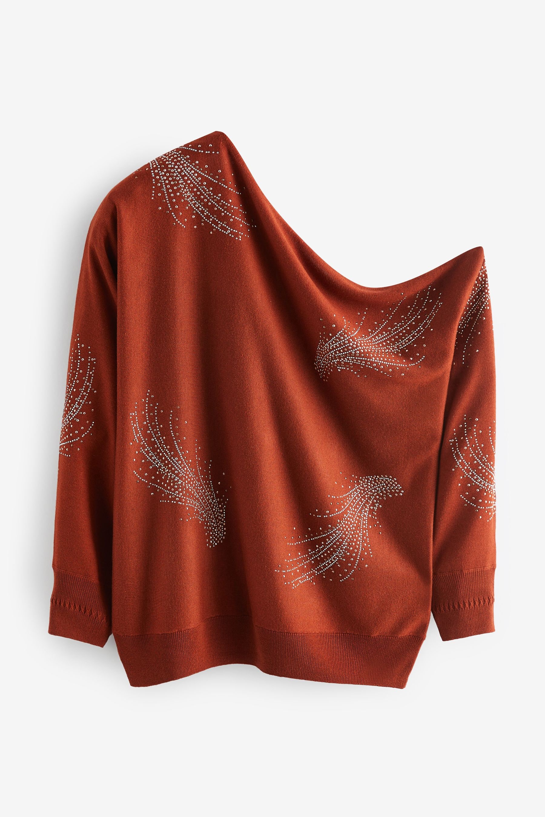 Rust off the shoulder sweater top