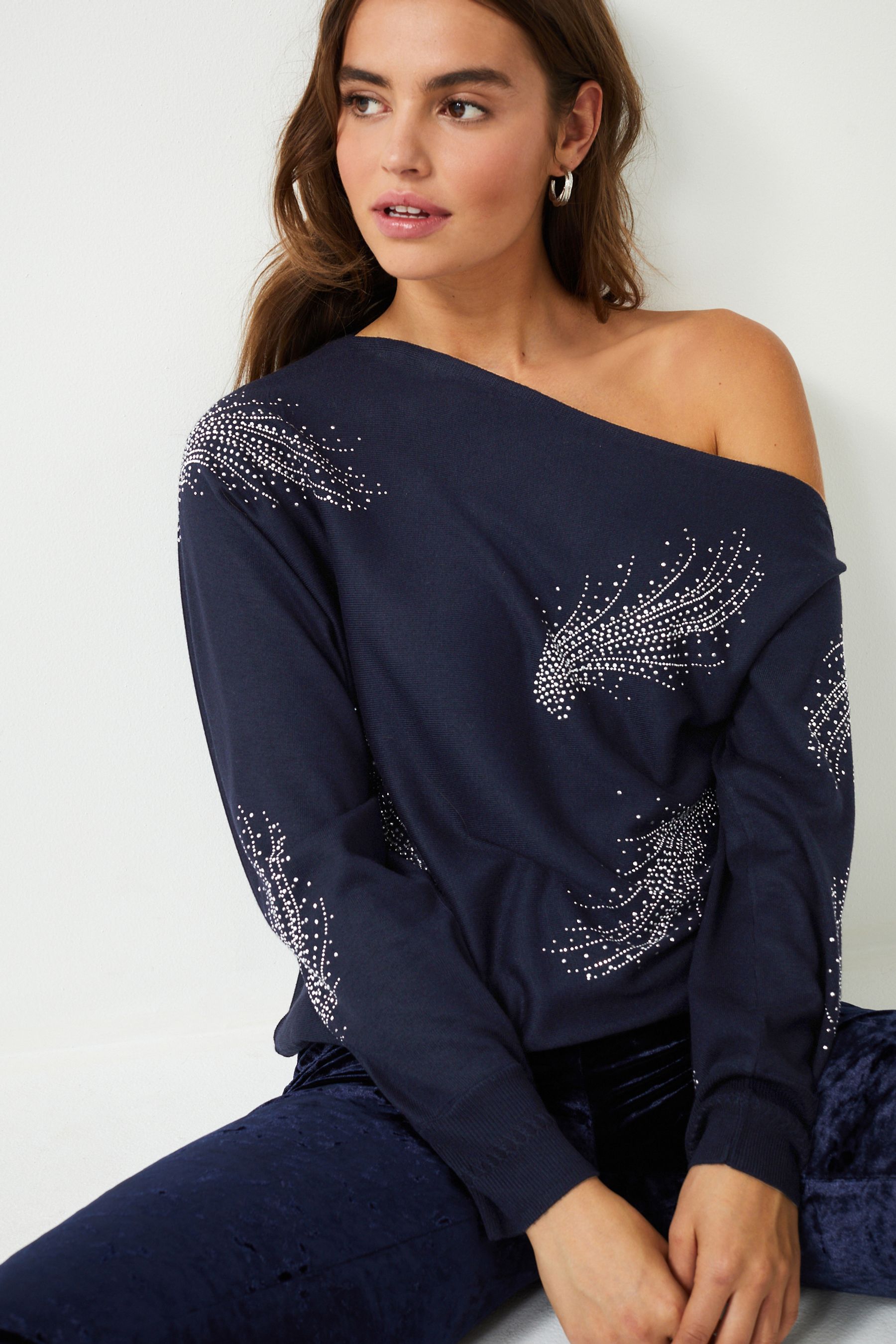 Embellished shoulder jumper shop