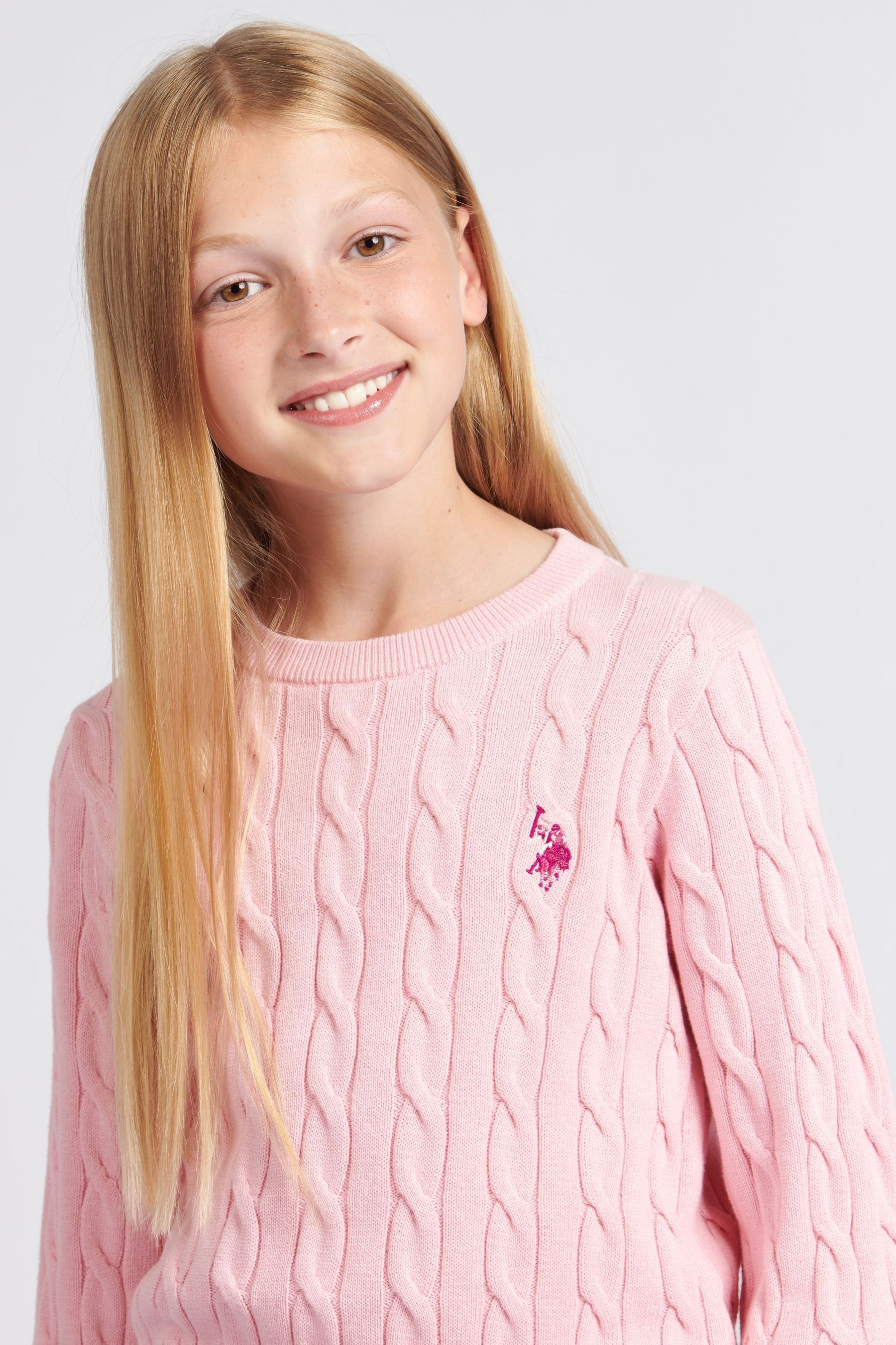 Buy U.S. Polo Assn. Girls Cable Knit Jumper from Next Luxembourg