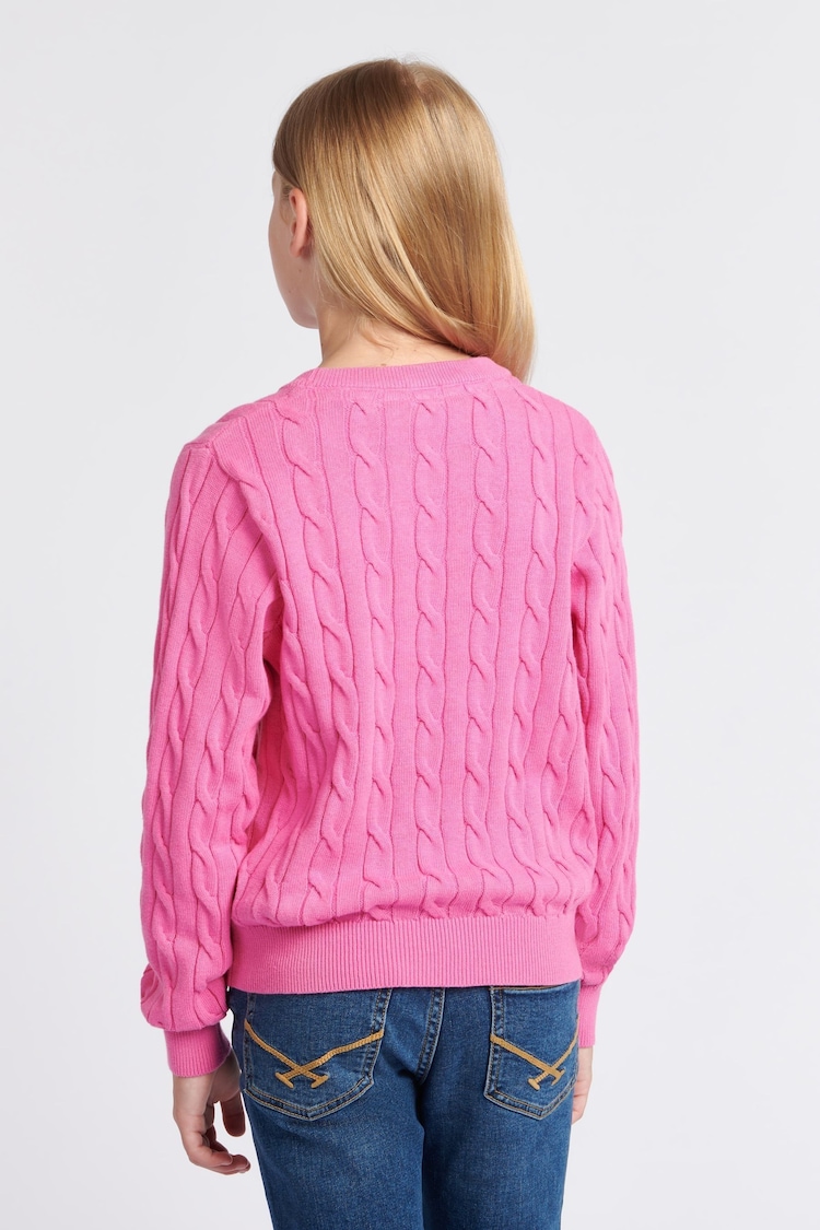 U.S. Polo Assn. Girls Pink Cable Knit Jumper - Image 2 of 7