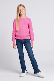 U.S. Polo Assn. Girls Pink Cable Knit Jumper - Image 3 of 7