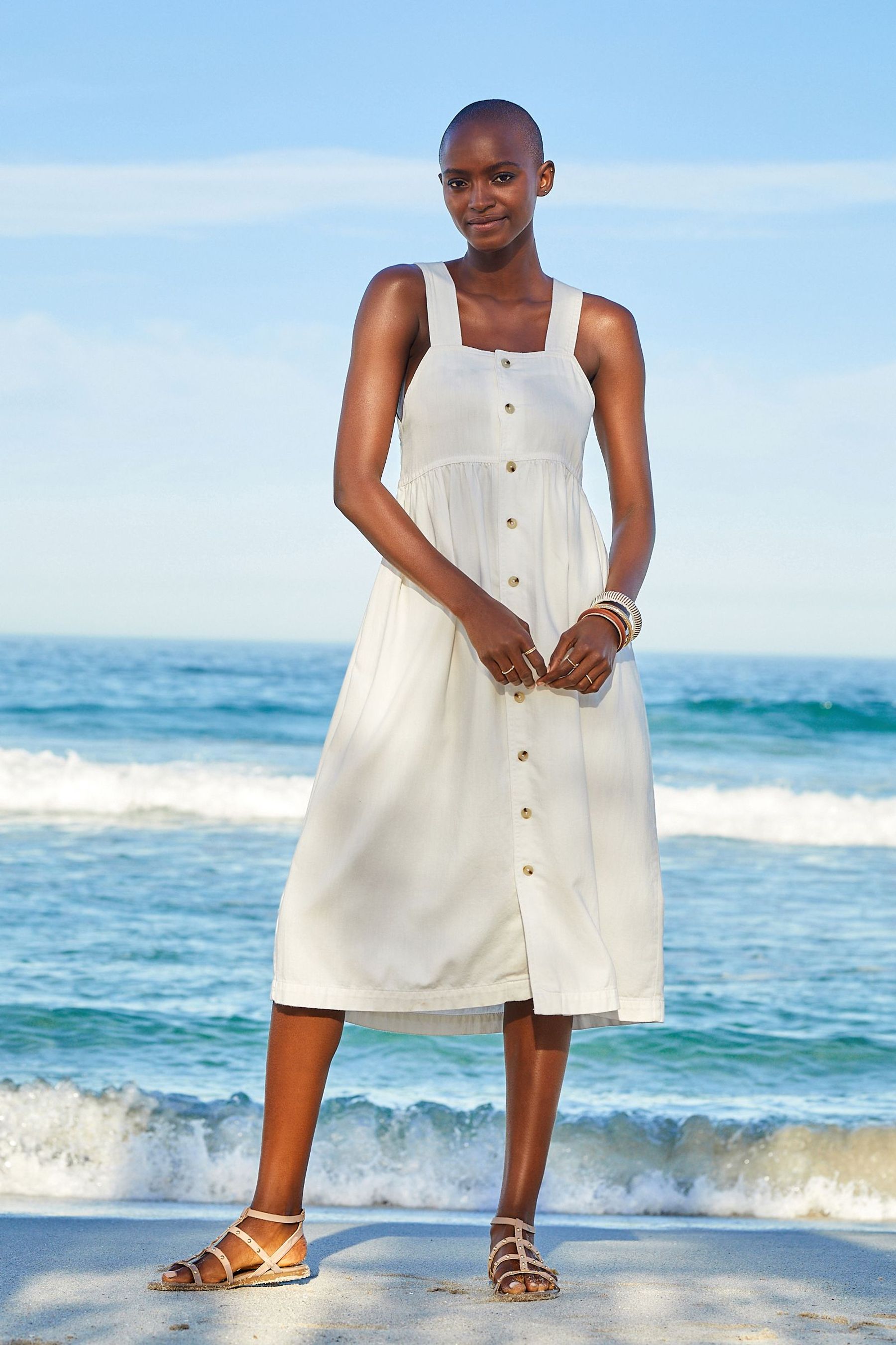 Buy White Multiway Denim Pinafore Midi Dress from Next Luxembourg