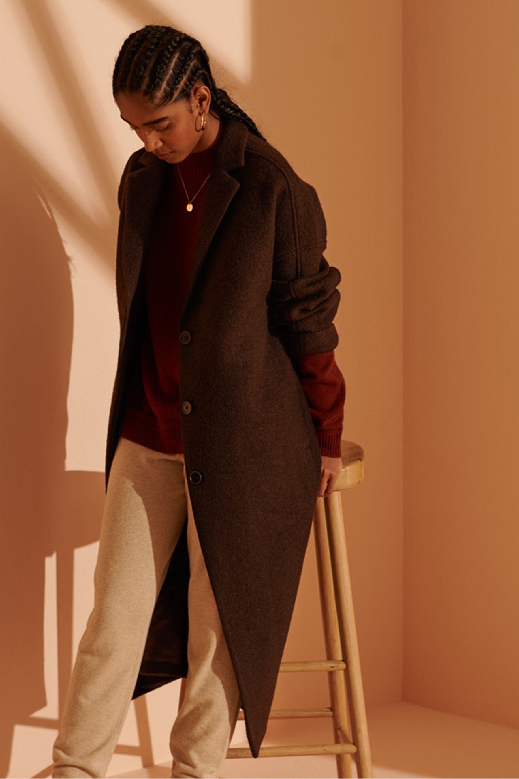 Buy Superdry Brown Cult Studios Limited Edition LongLine Wool Coat from Next Luxembourg